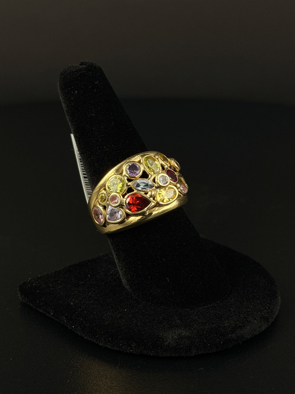 14K Gold Multi-Gem Ring Size 8.5 for Sale