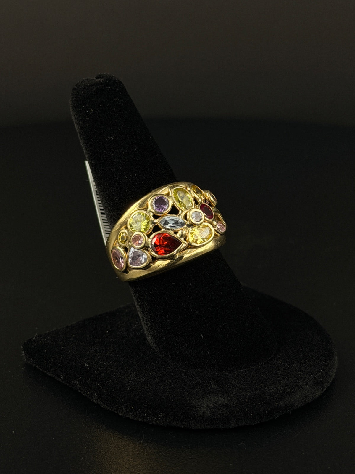 14K Gold Multi-Gem Ring Size 8.5 for Sale