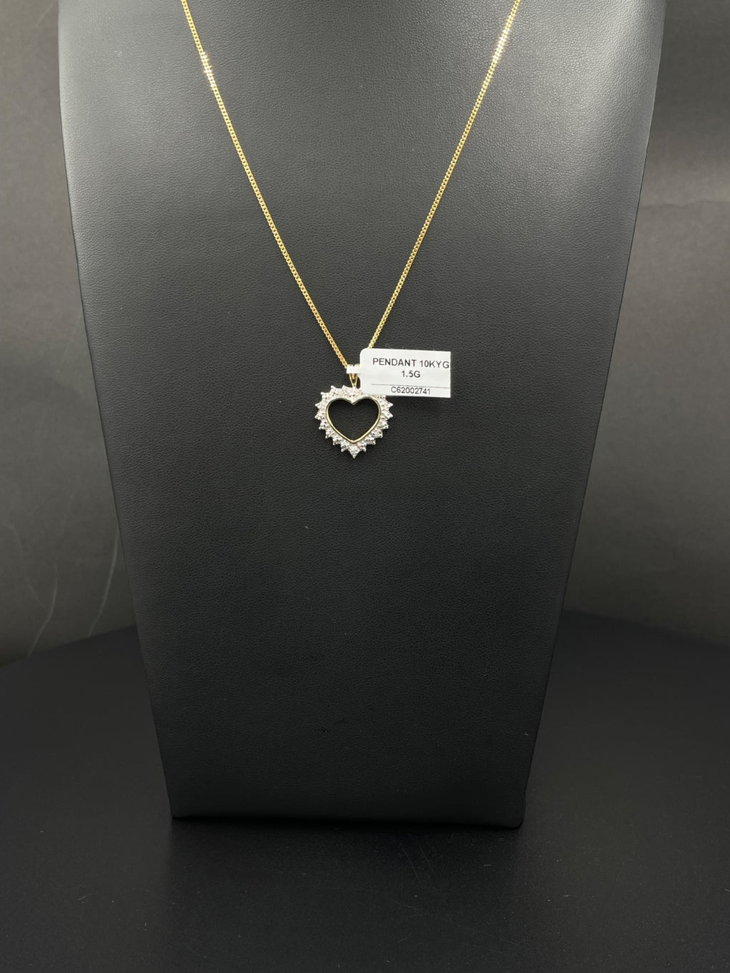 10K Gold Heart Pendant with Halo