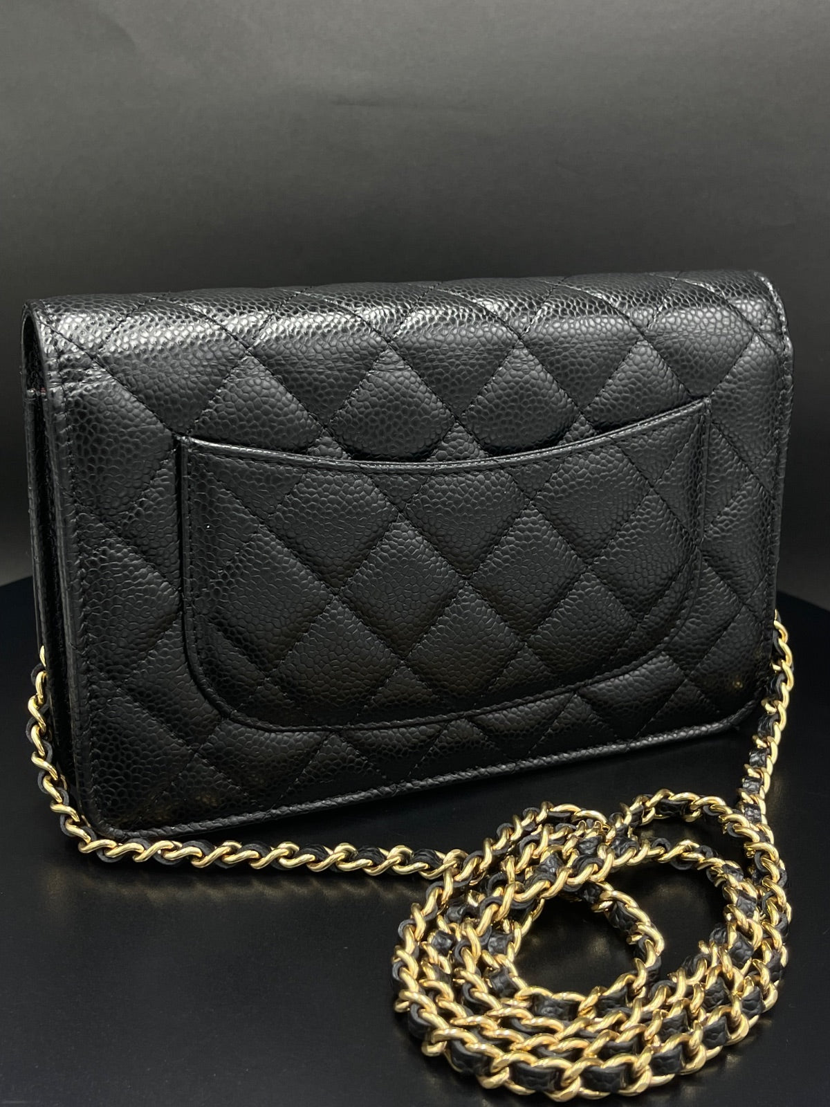 Chanel Black Quilted Handbag Gold Chain Strap