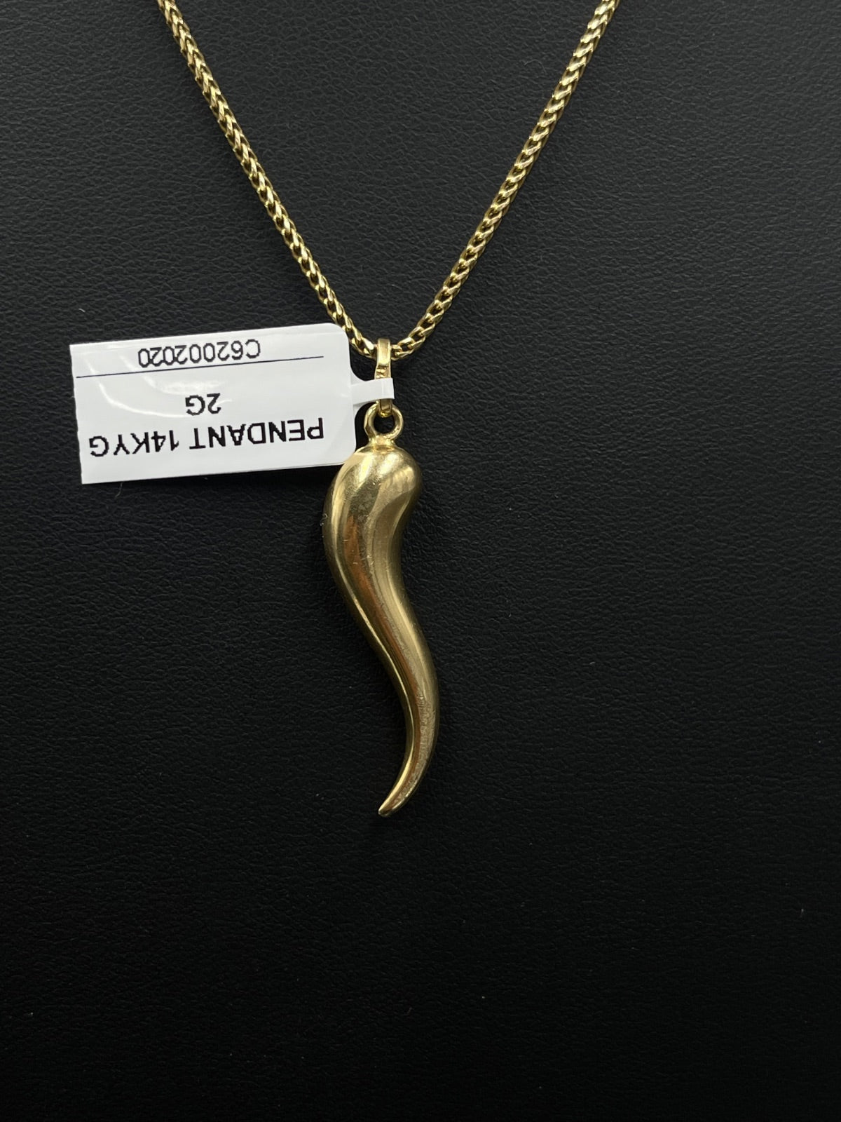 14K Gold Italian Horn Pendant for Sale