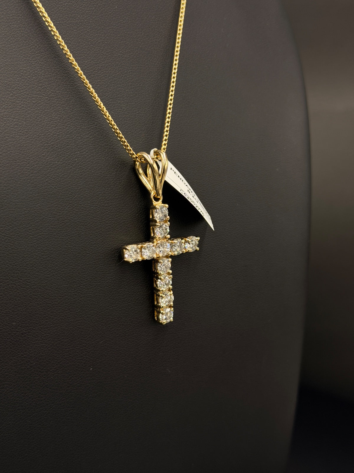 14K Gold Diamond Cross Pendant 8.2g