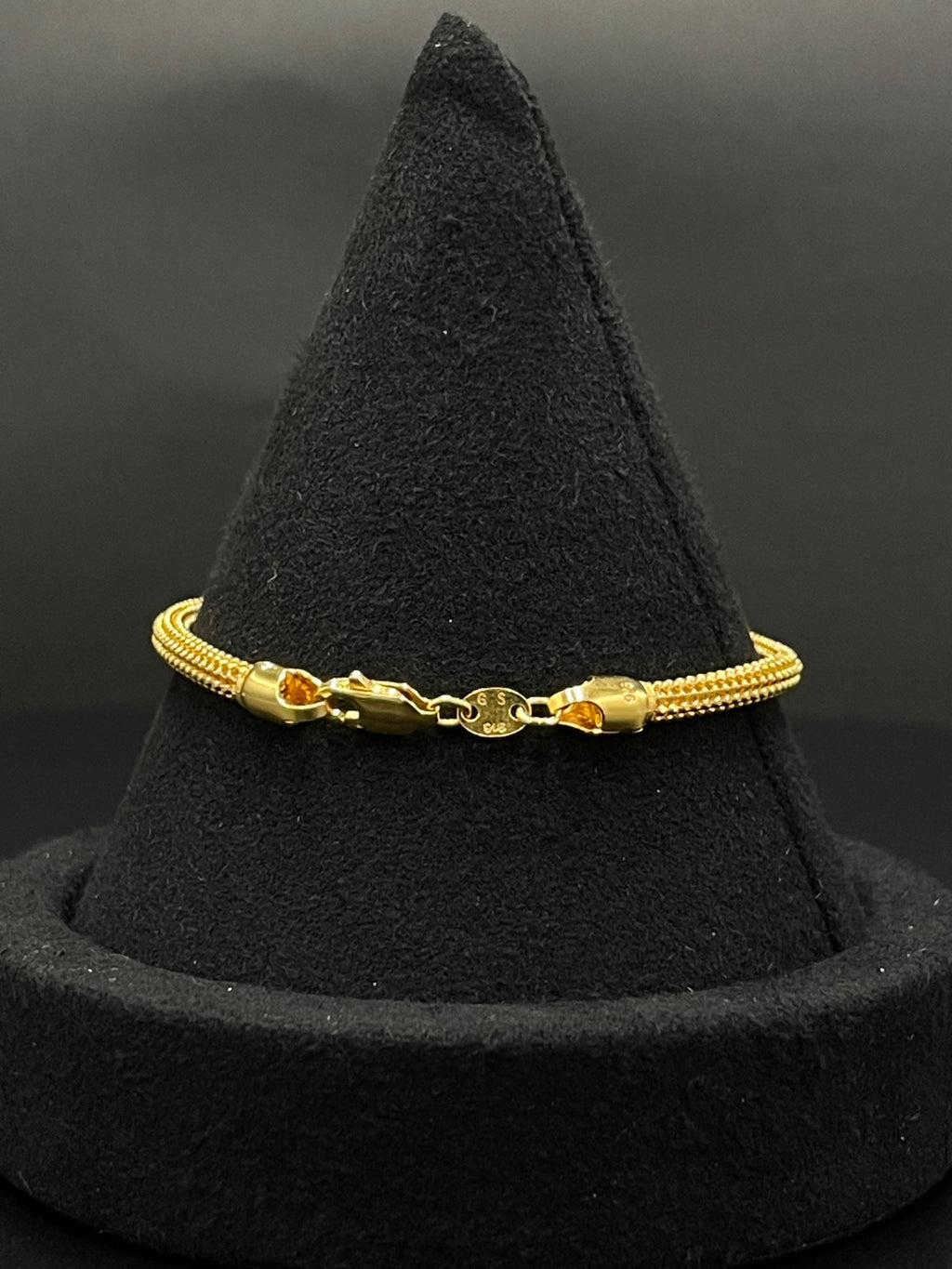 22K Gold Beaded Rope Bracelet 7" 3.25mm 7.5g — photo 3