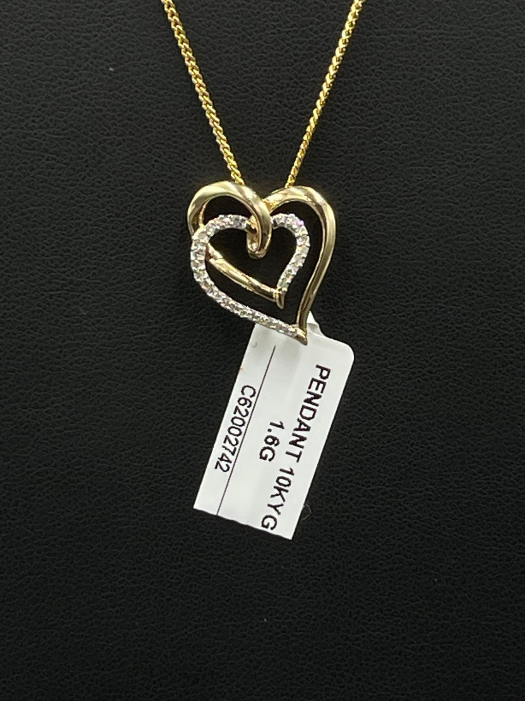 10K Gold Heart Pendant with Diamond Accents