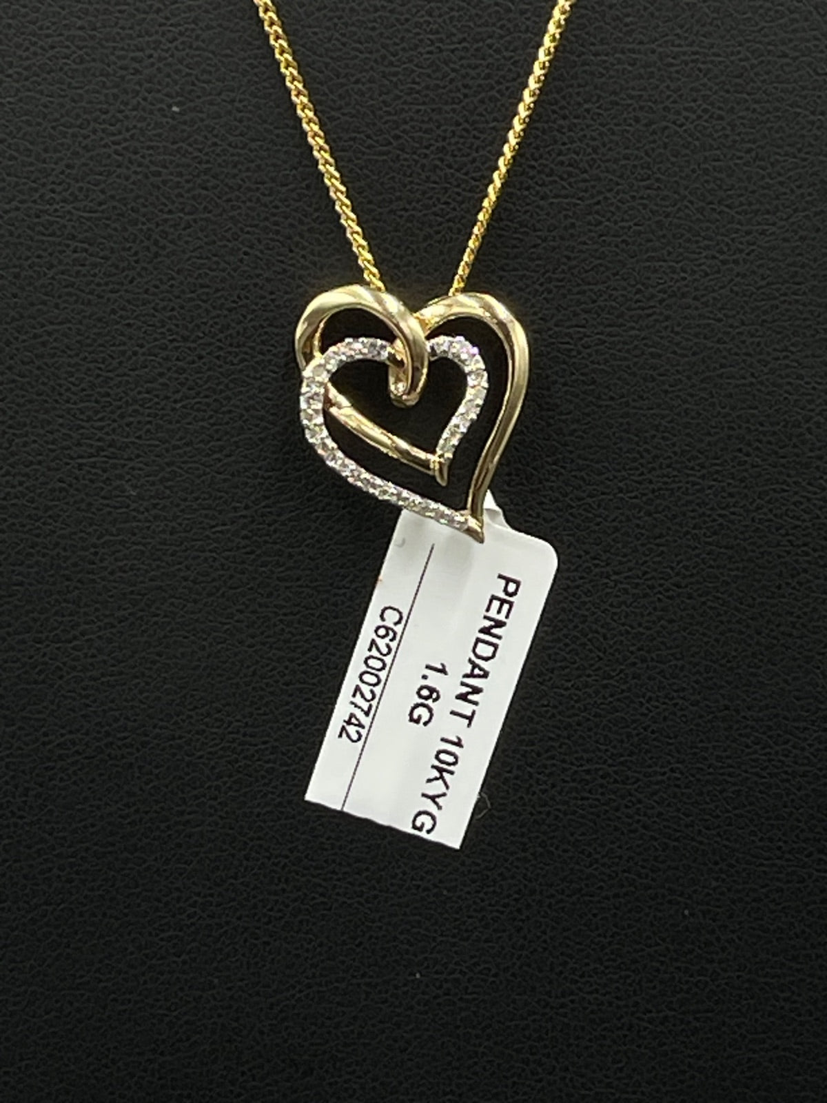 10K Gold Heart Pendant with Diamond Accents