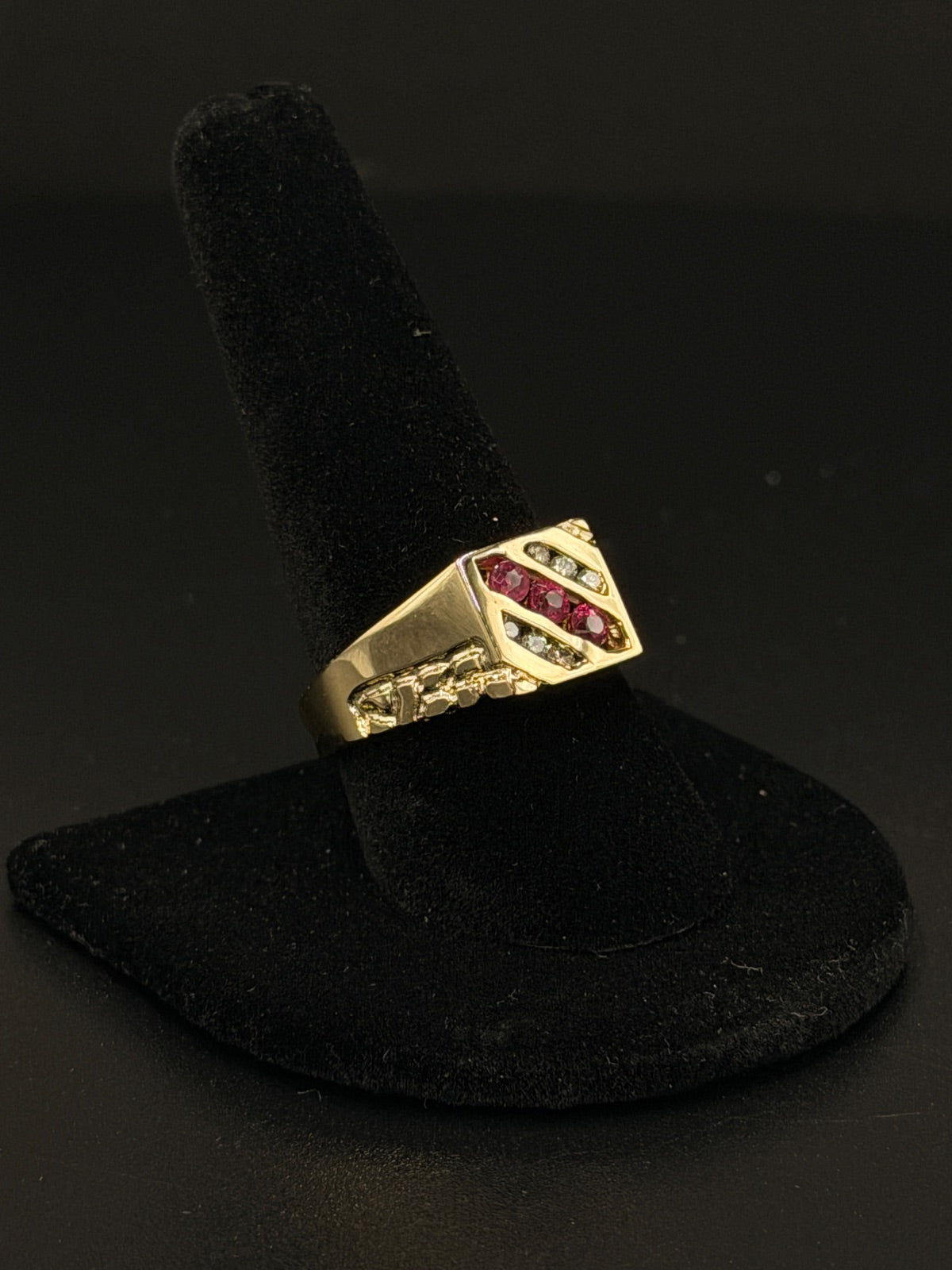 14K Gold Ring with Ruby & Diamond, Size 10