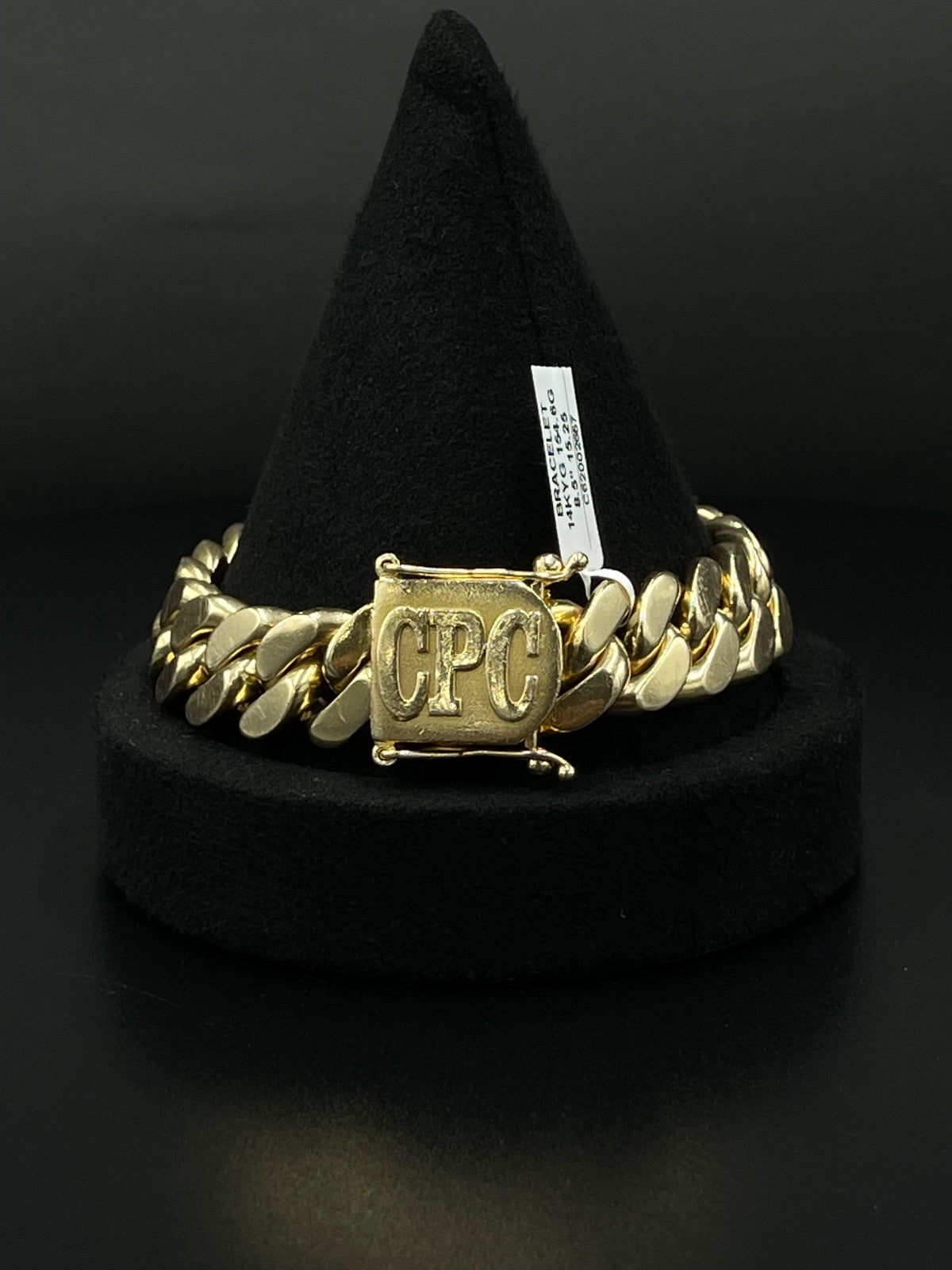 14K Gold Cuban Link Bracelet CPC Buckle 8.5"