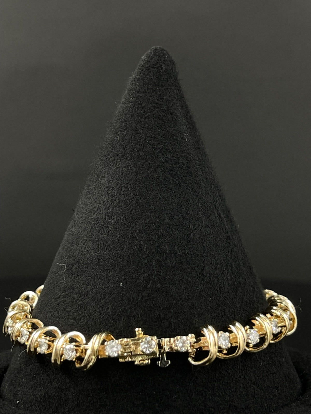 14K Yellow Gold Diamond Link Bracelet 21 Grams 7mm