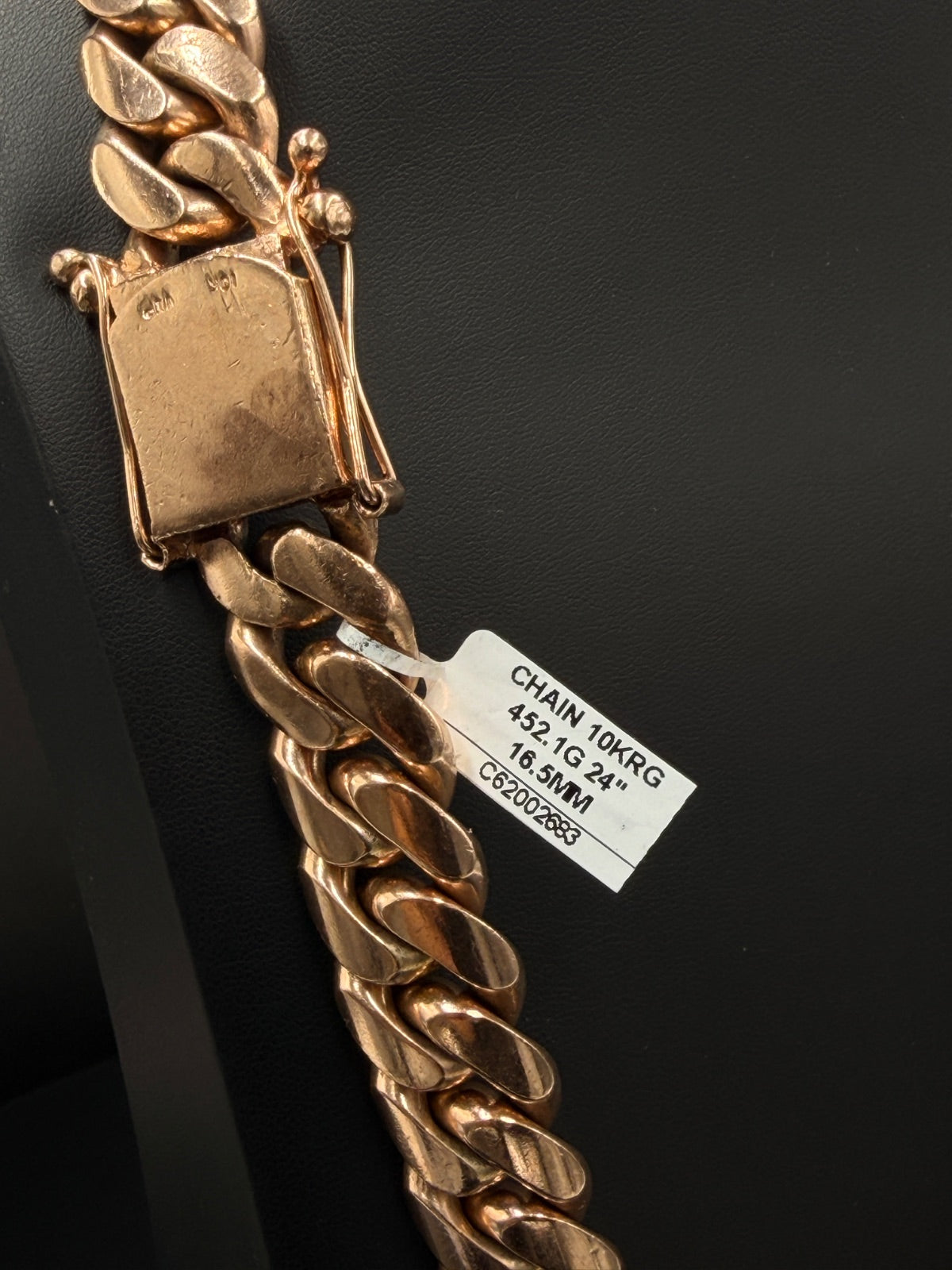 10K Rose Gold Curb Chain Necklace 24 in