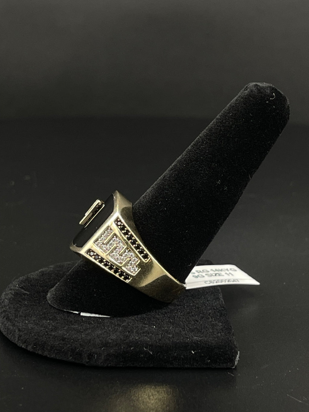 14K Gold Black Onyx Ring with Diamond Accents Size 11 9g — photo 4
