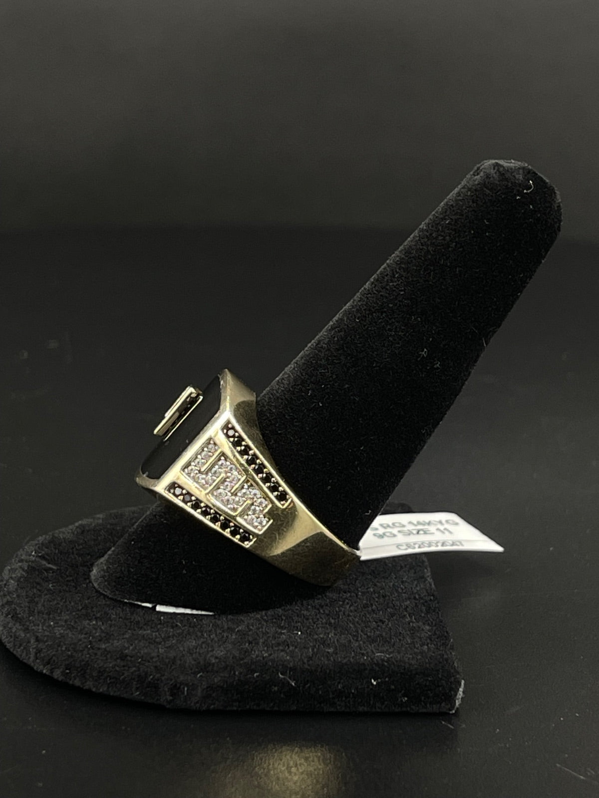 14K Gold Black Onyx Ring with Diamond Accents Size 11 9g — photo 4