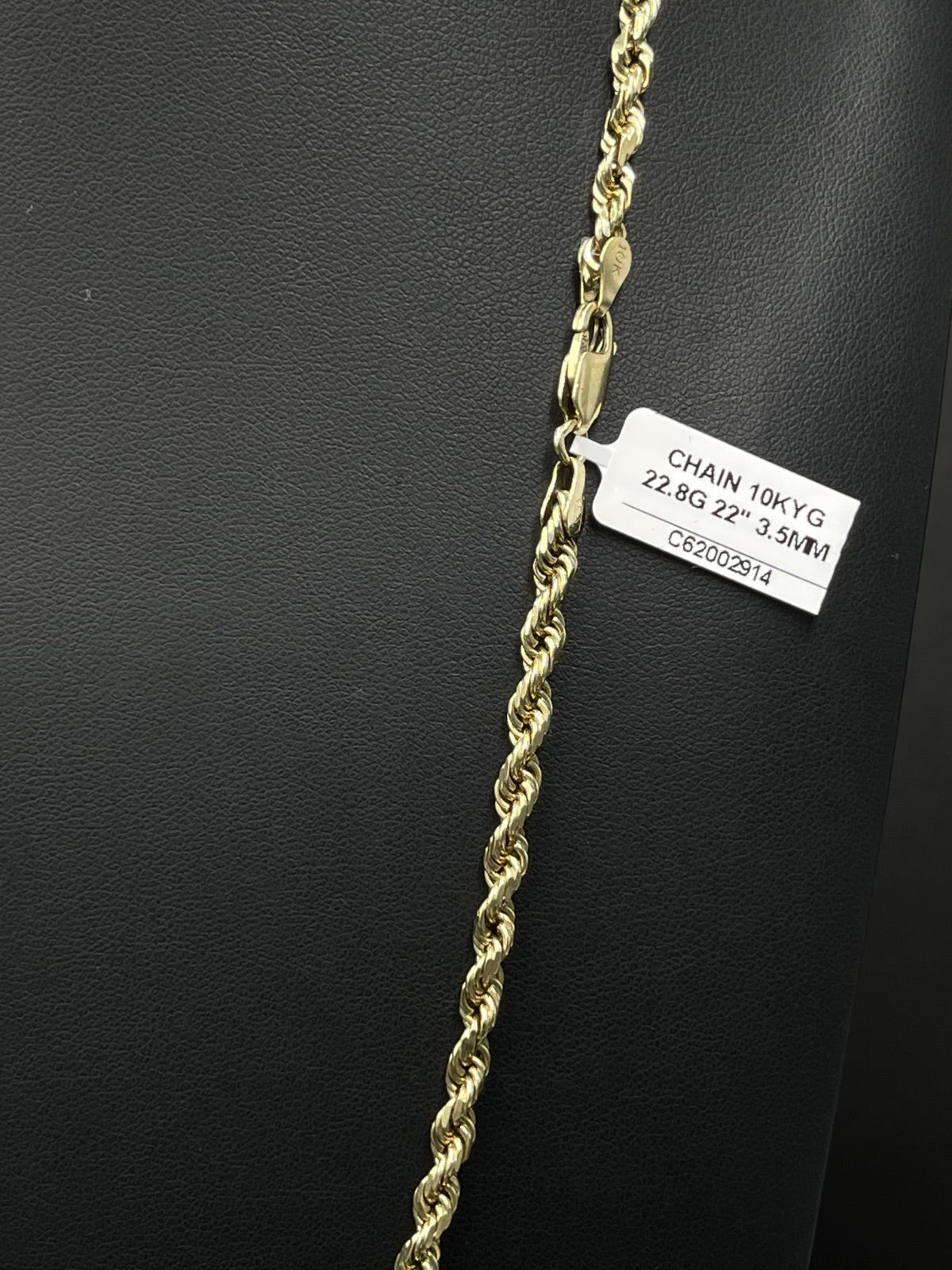 10K Gold Rope Chain 3.5mm 22 in