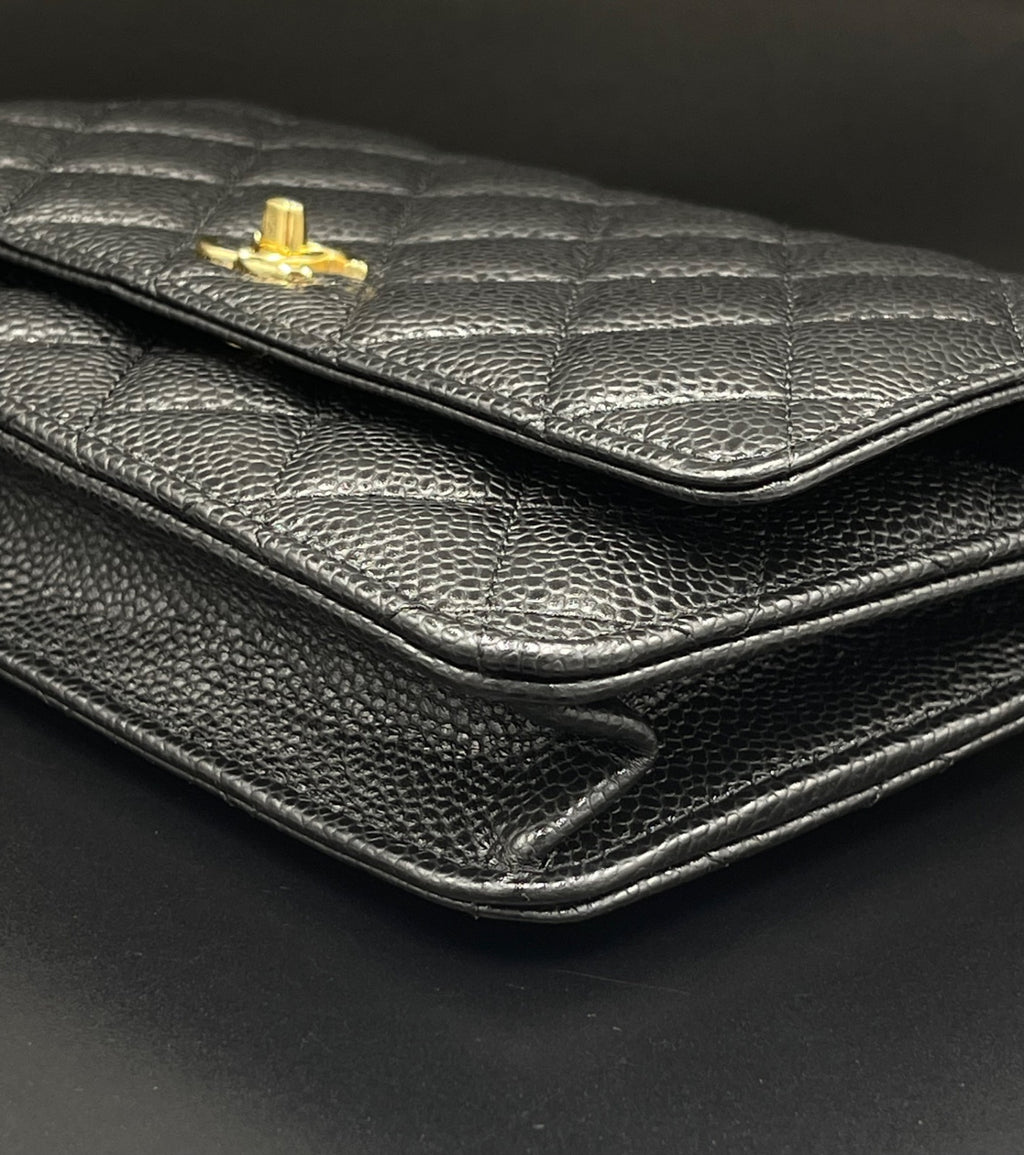 Chanel Black Quilted Handbag Gold Chain Strap