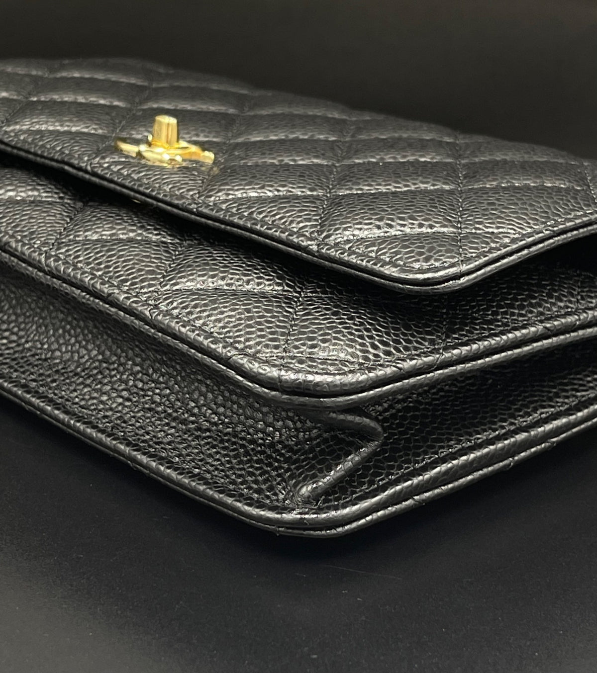 Chanel Black Quilted Handbag Gold Chain Strap