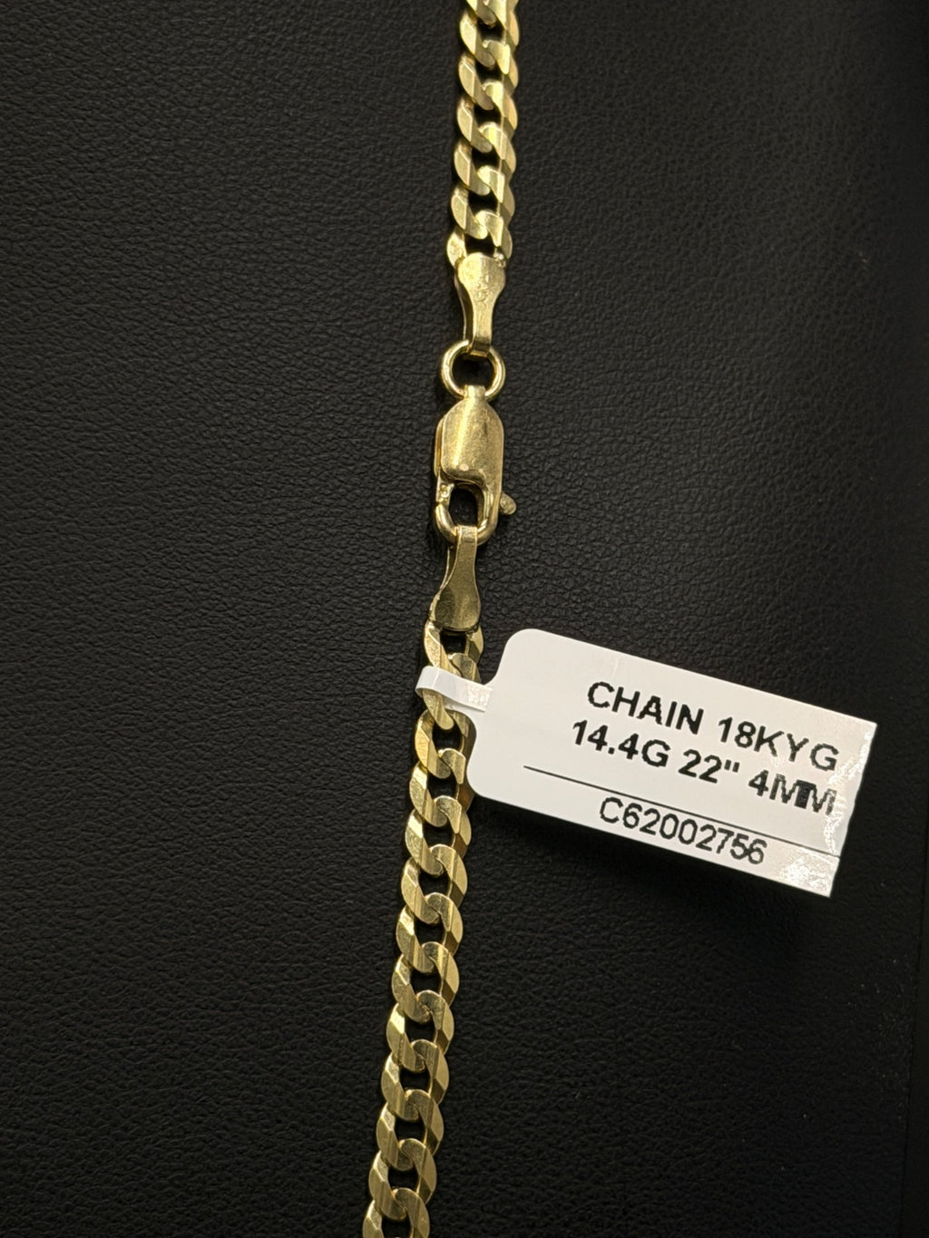 14K Gold Curb Chain Necklace 22 Inch 4mm