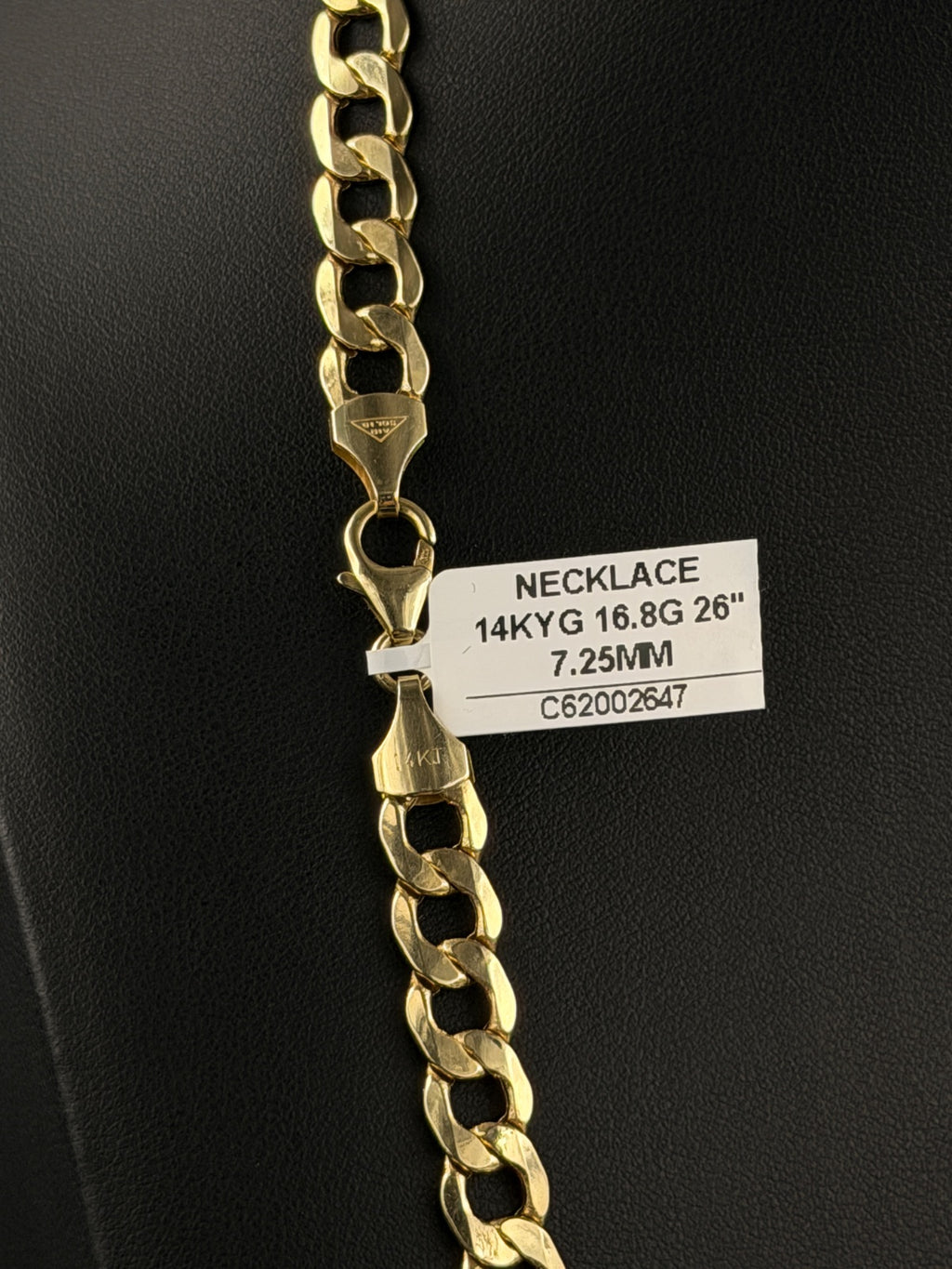 14K Gold Curb Chain Necklace 26 in