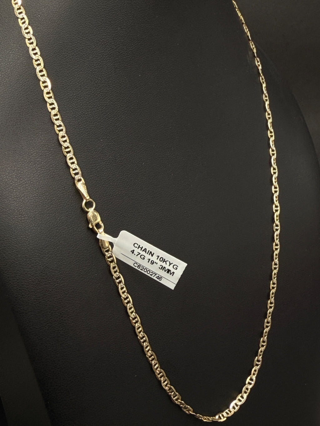 10K Gold Mariner Link Chain Necklace 19 in