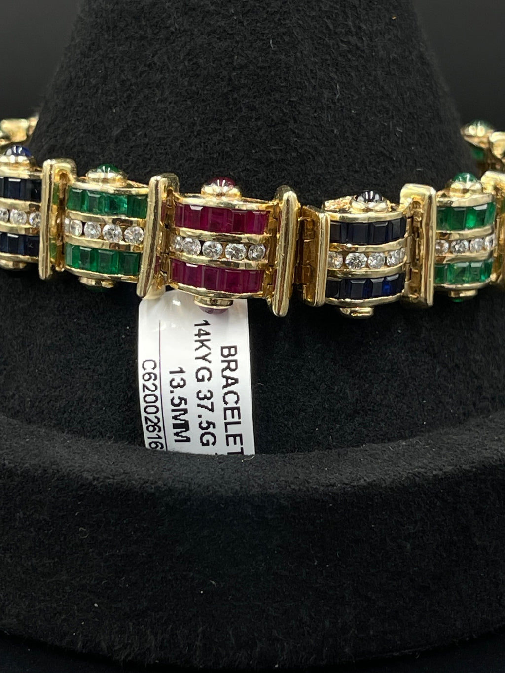 14K Gold Diamond & Gemstone Bracelet 37.5g