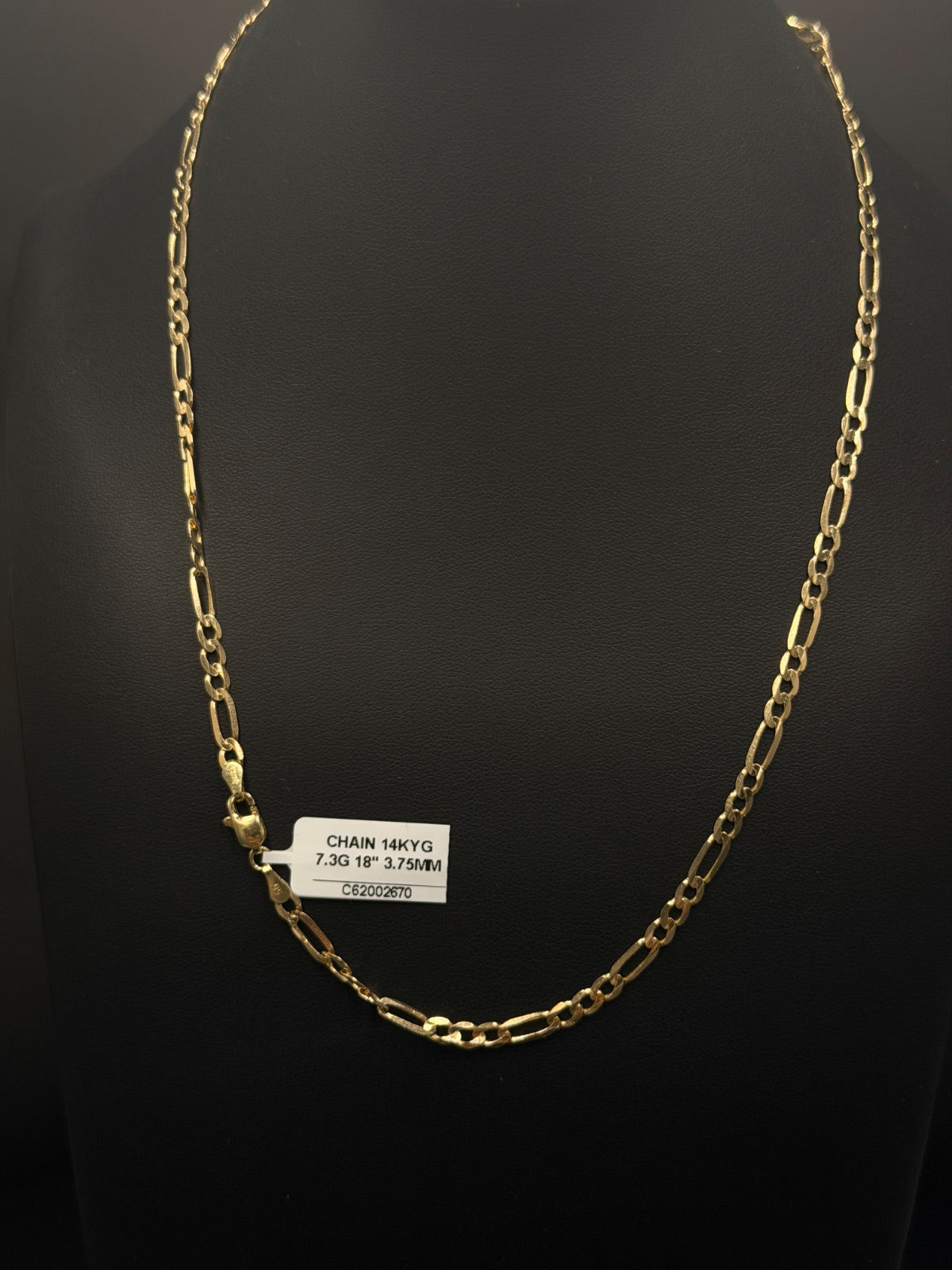 14K Gold Figaro Chain Necklace 18 in