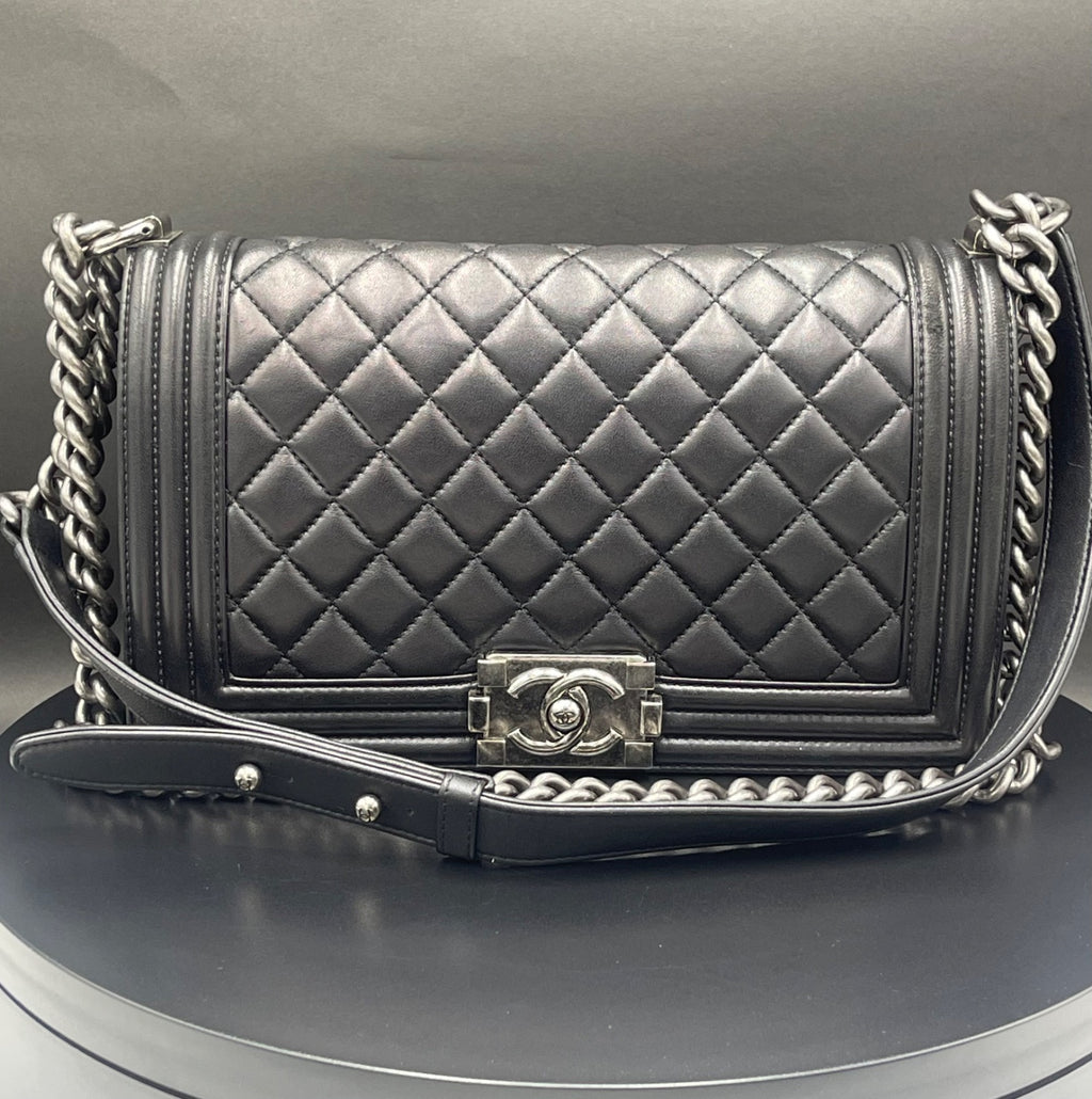 Chanel Boy Handbag Medium Calfskin Ruthenium