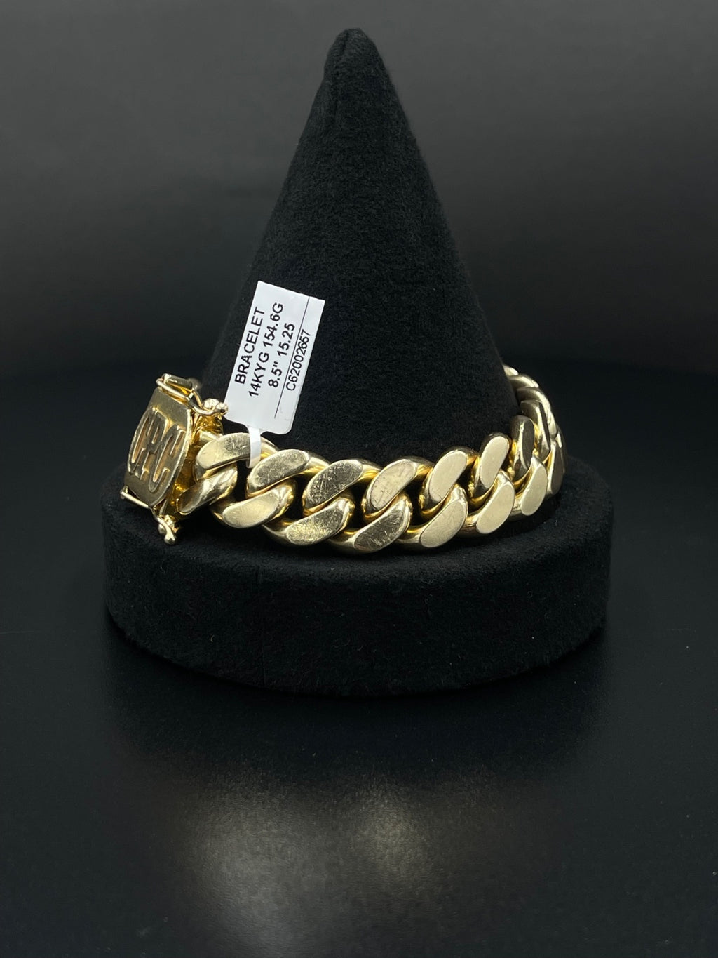 14K Gold Cuban Link Bracelet CPC Buckle 8.5"