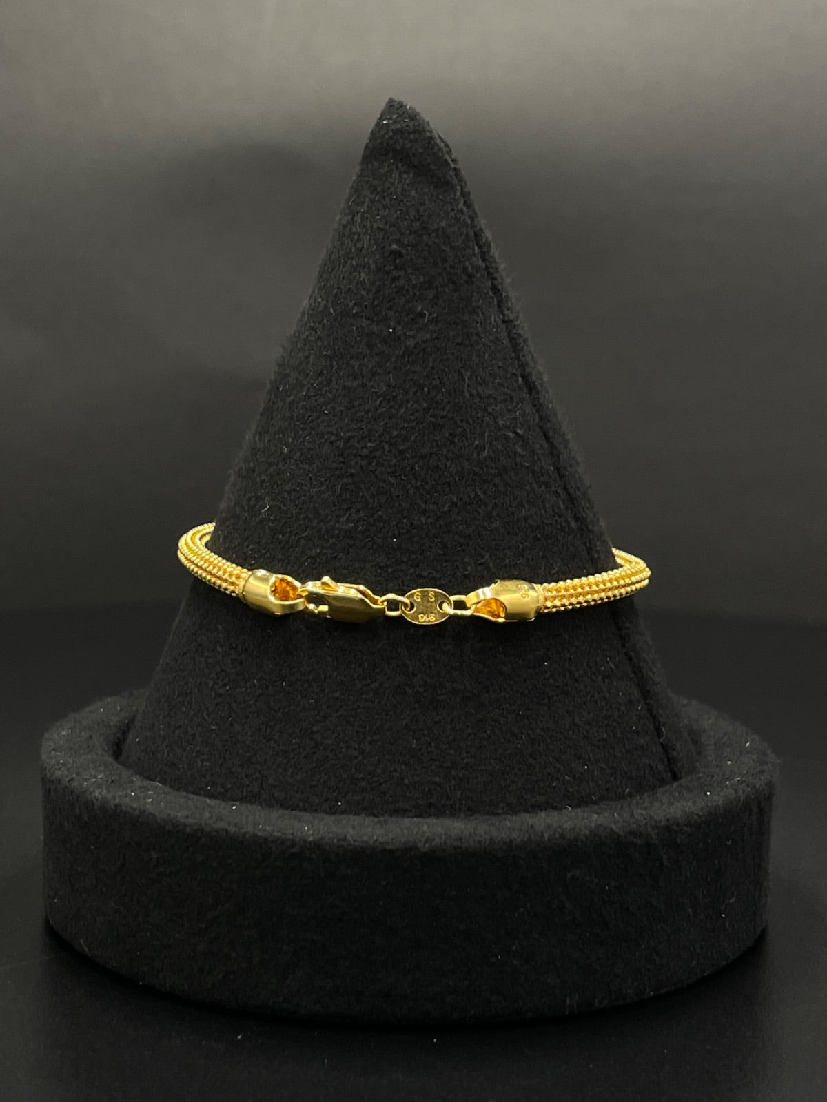 22K Gold Beaded Rope Bracelet 7" 3.25mm 7.5g — photo 4