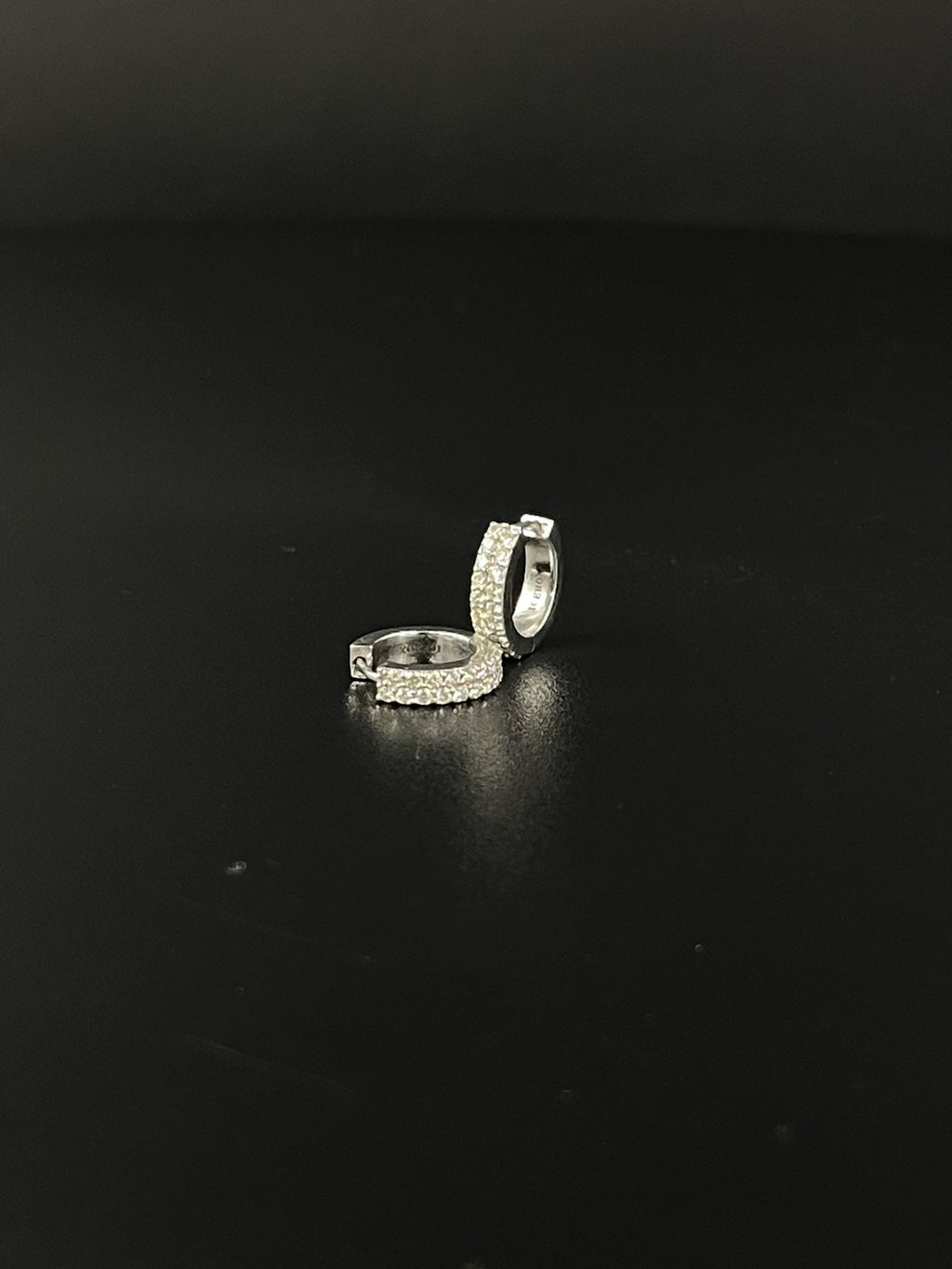 14K Gold Crystal Pave Hoop Earrings