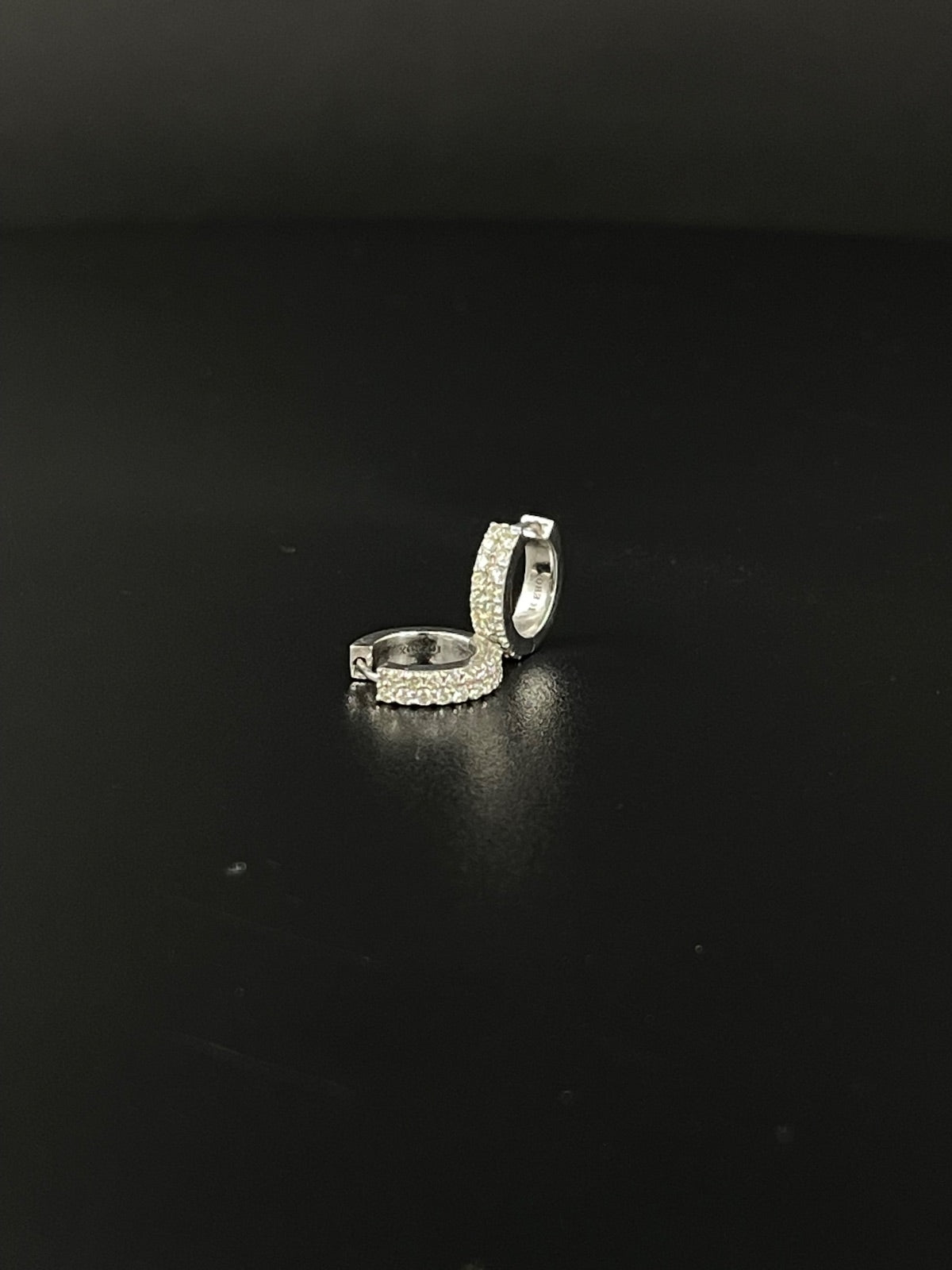 14K Gold Crystal Pave Hoop Earrings