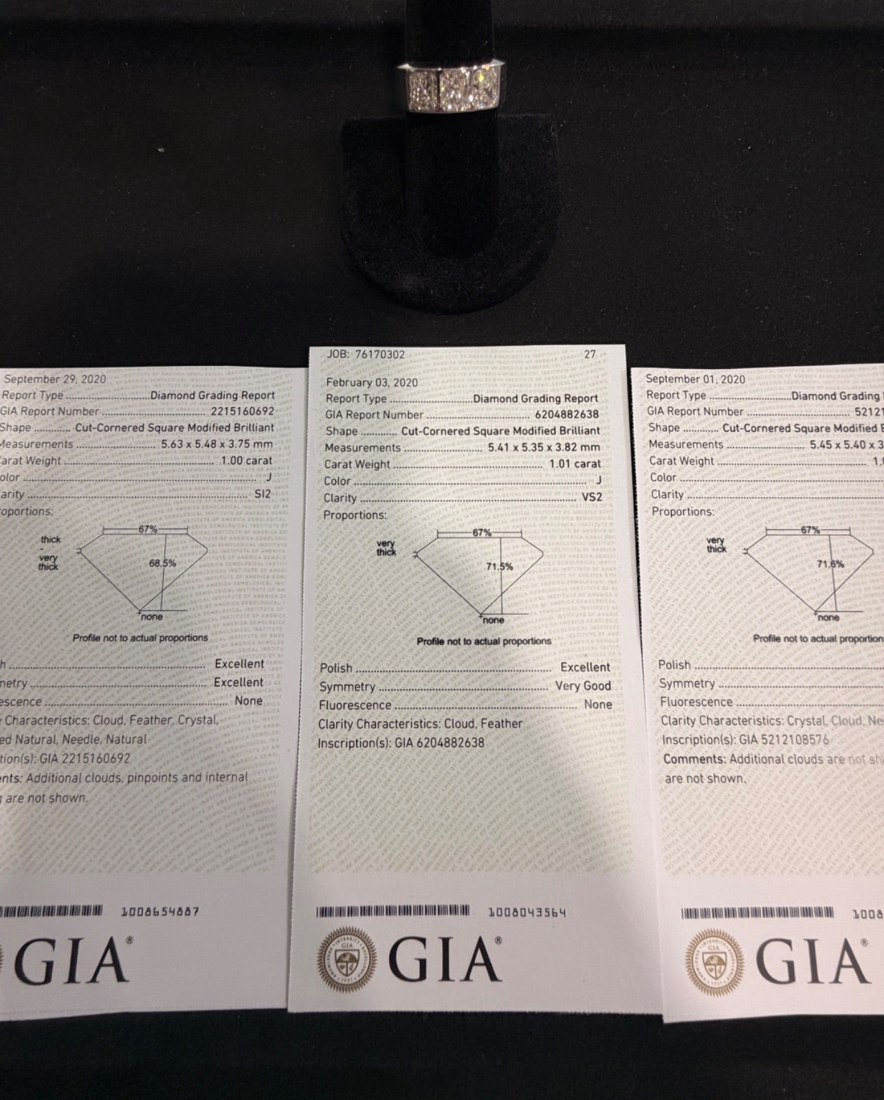 18K White Gold Diamond Ring Size 8 GIA