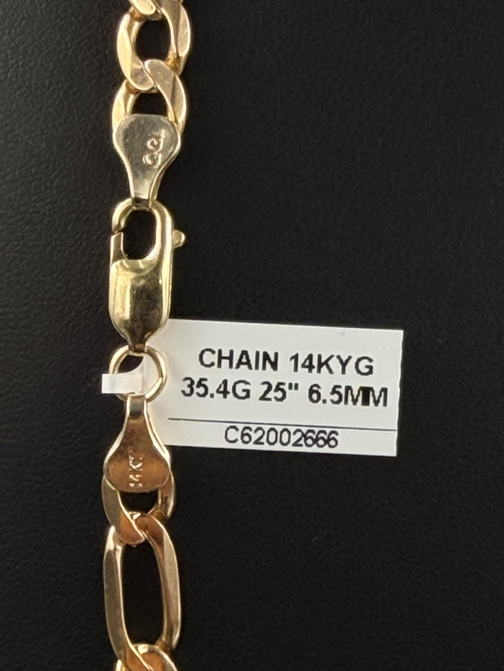 14K Gold Figaro Chain Necklace 25in 6.5mm
