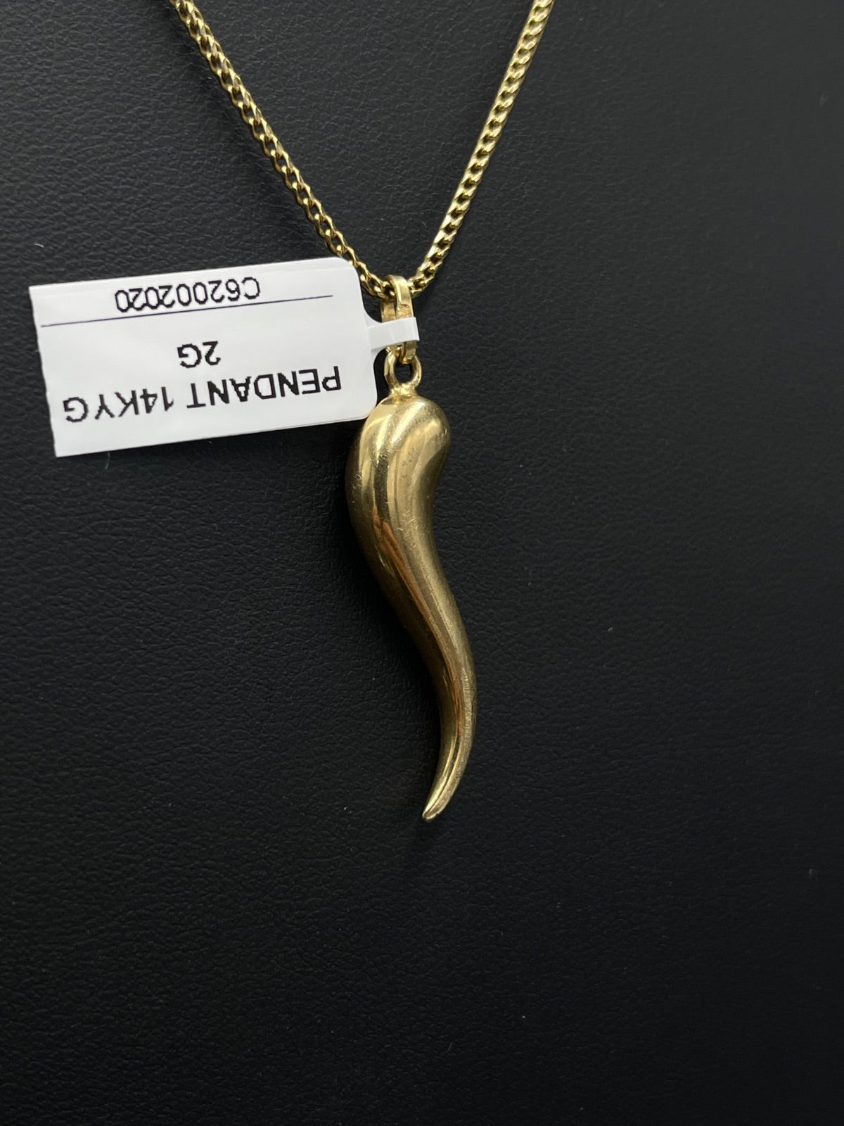 14K Gold Italian Horn Pendant for Sale
