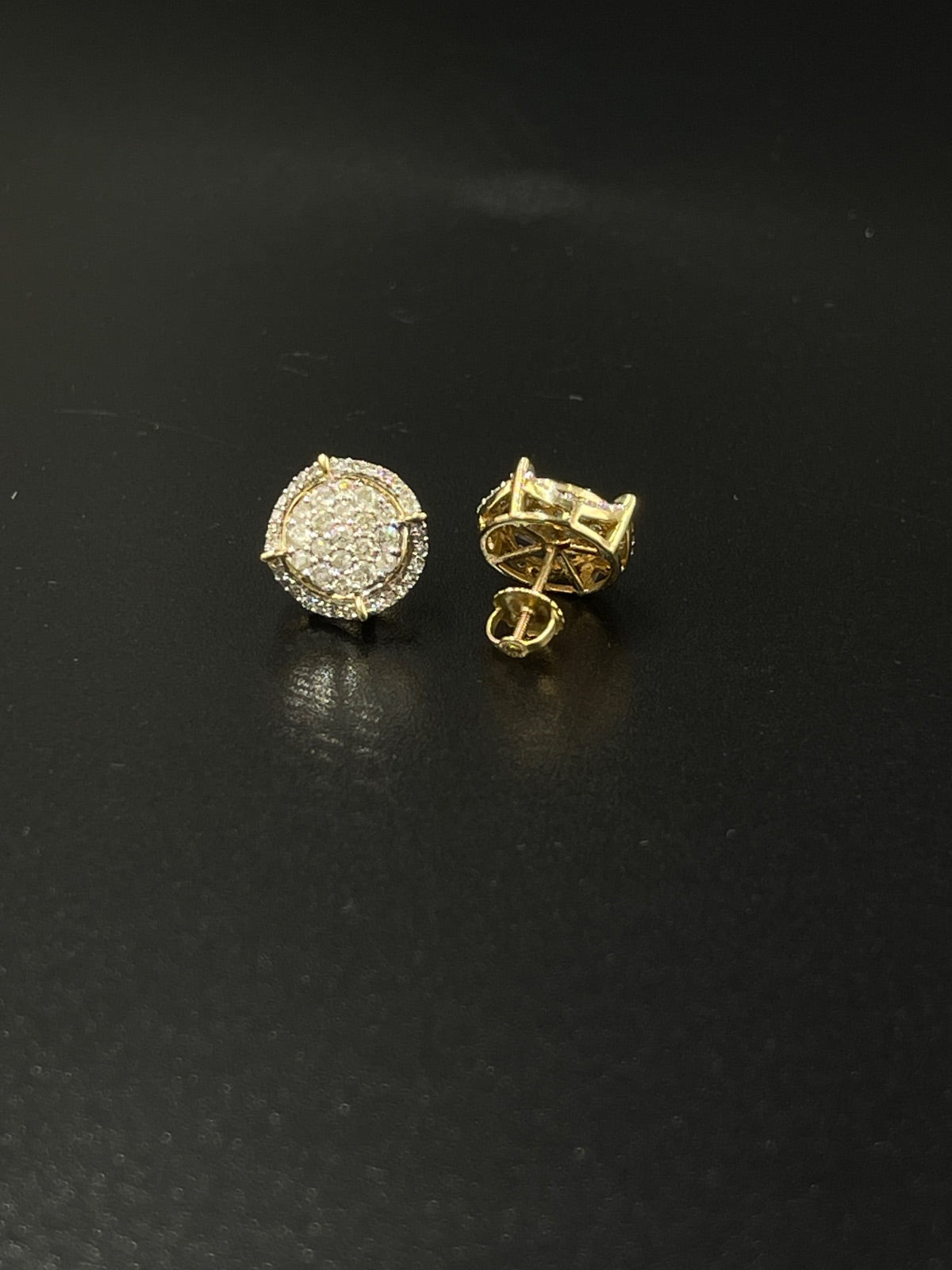 10K Gold Diamond Stud Earrings 12.67mm