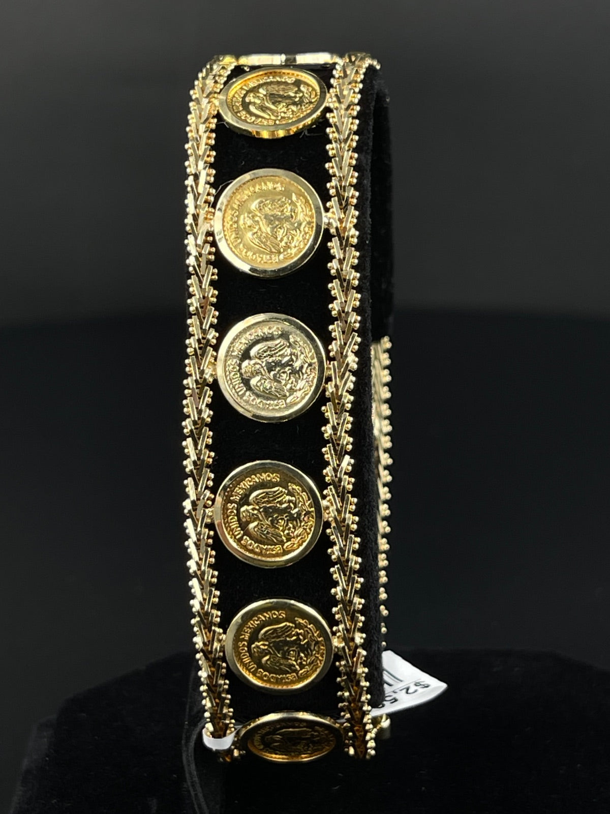 14K Gold Bola Mexican Dos  Pesos Coin Bracelet 
16.75mm
7 in