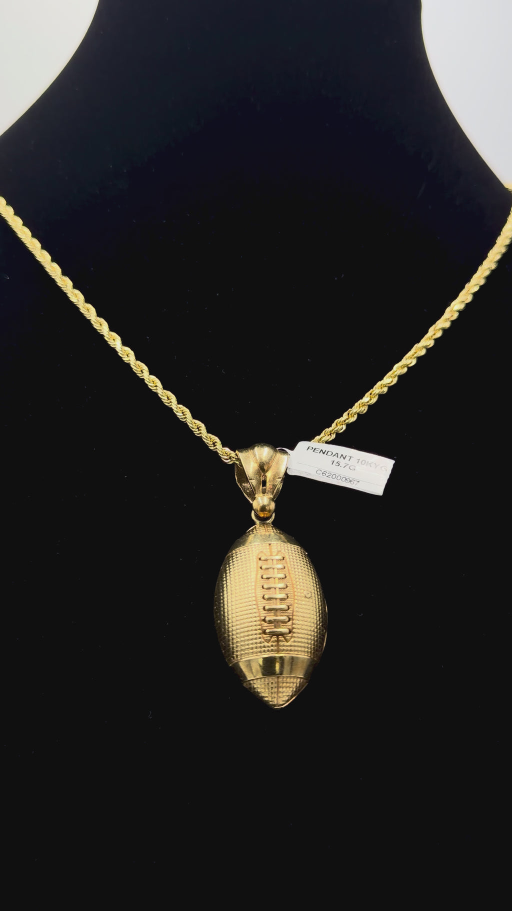 10K Gold Football Pendant