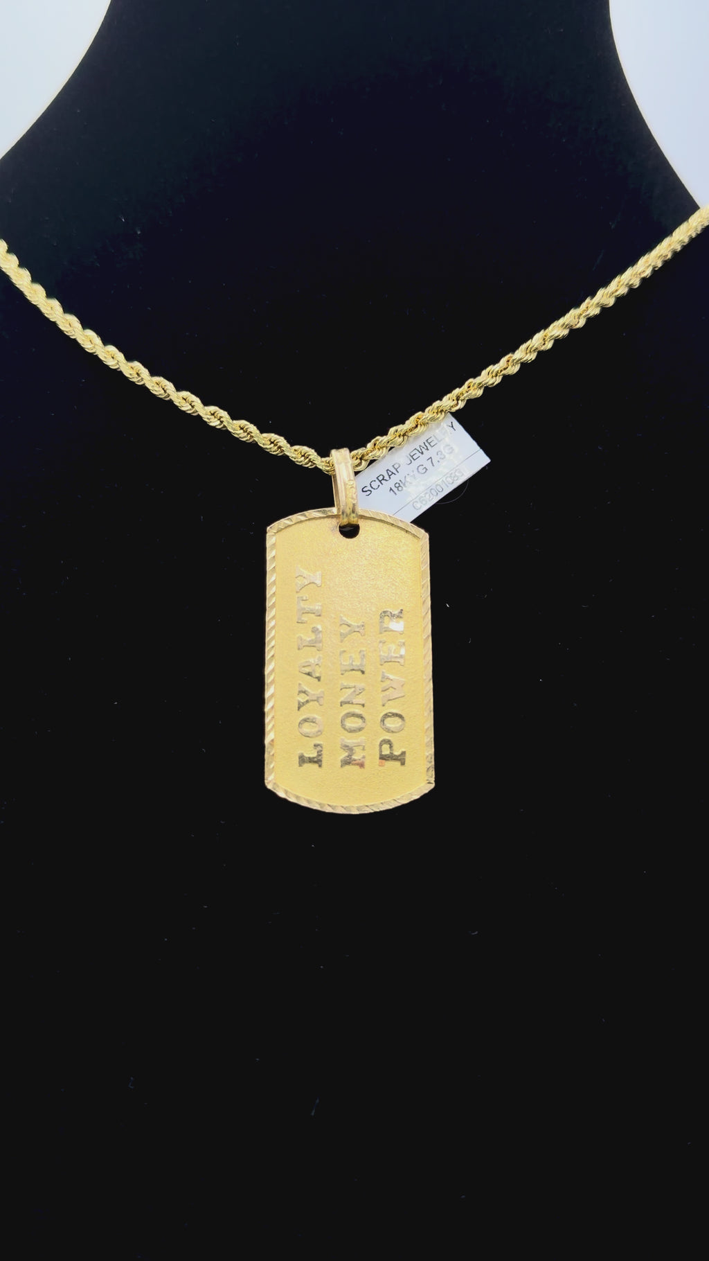 18K Gold “Loyalty Money Power” Dog Tag Pendant