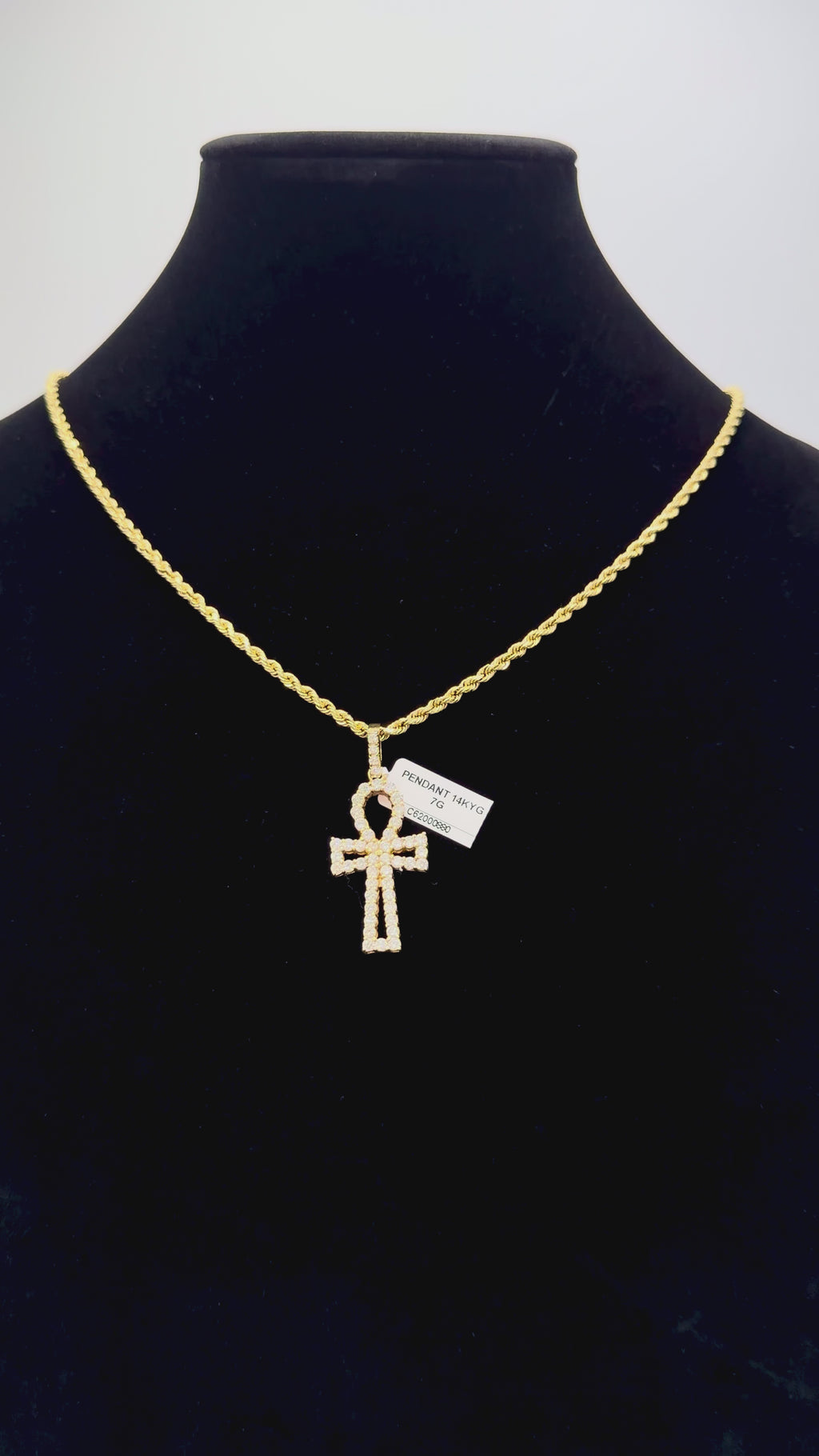 14K Gold Ankh Cross Pendant