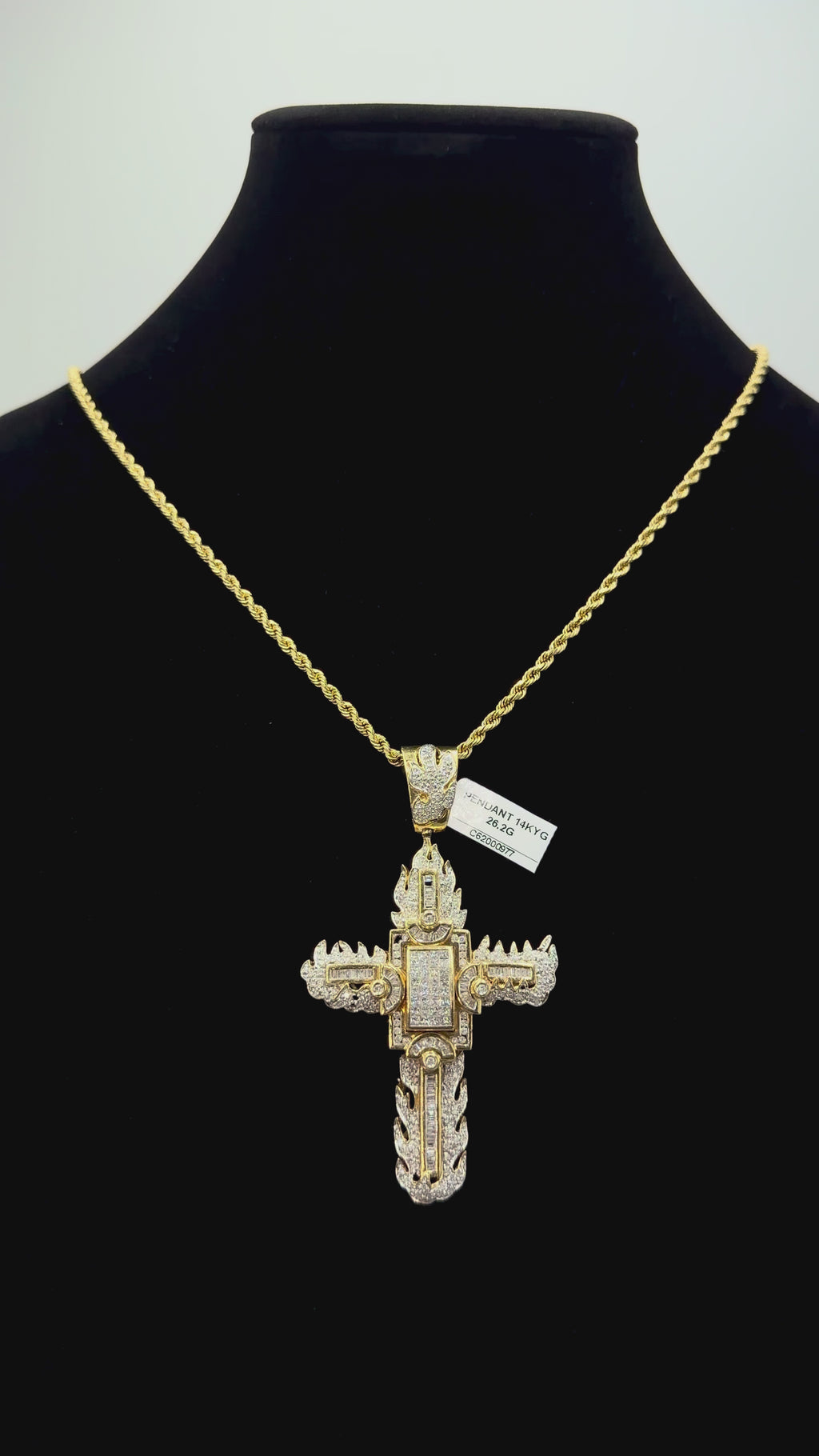 14K Gold Diamond Cross Pendant