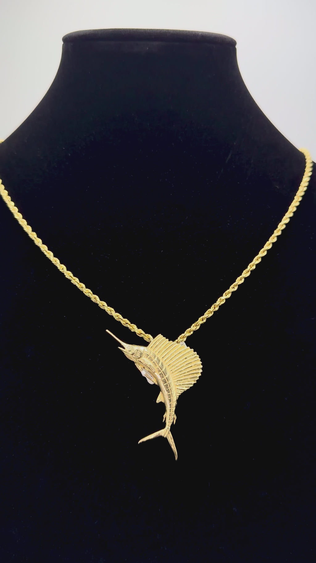 14K Gold Marlin Fish Pendant