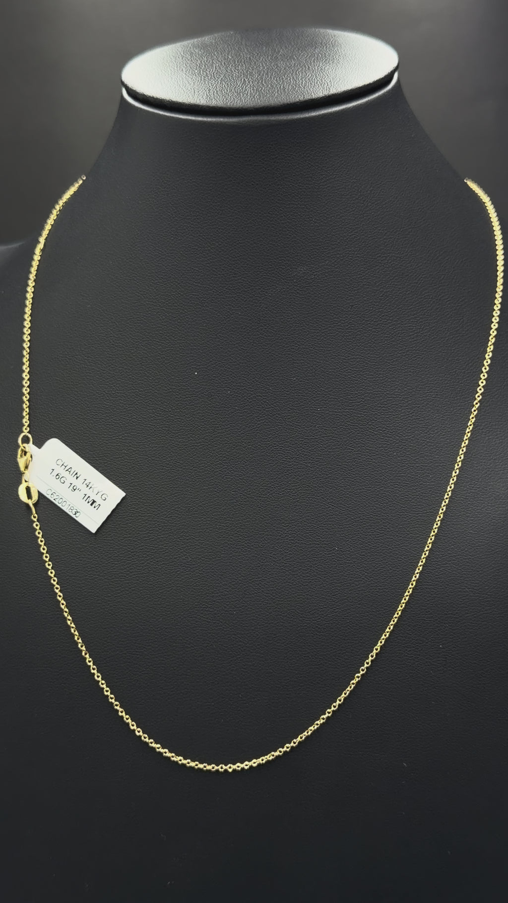 14K Yellow Gold Cable Chain – 19” | 1.6 Grams | 1mm