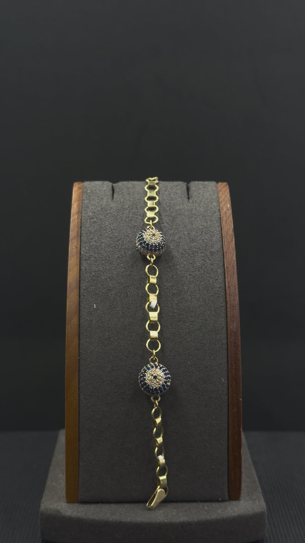 14K Gold Evil Eye Bracelet – 9.8 Grams | 7 Inches