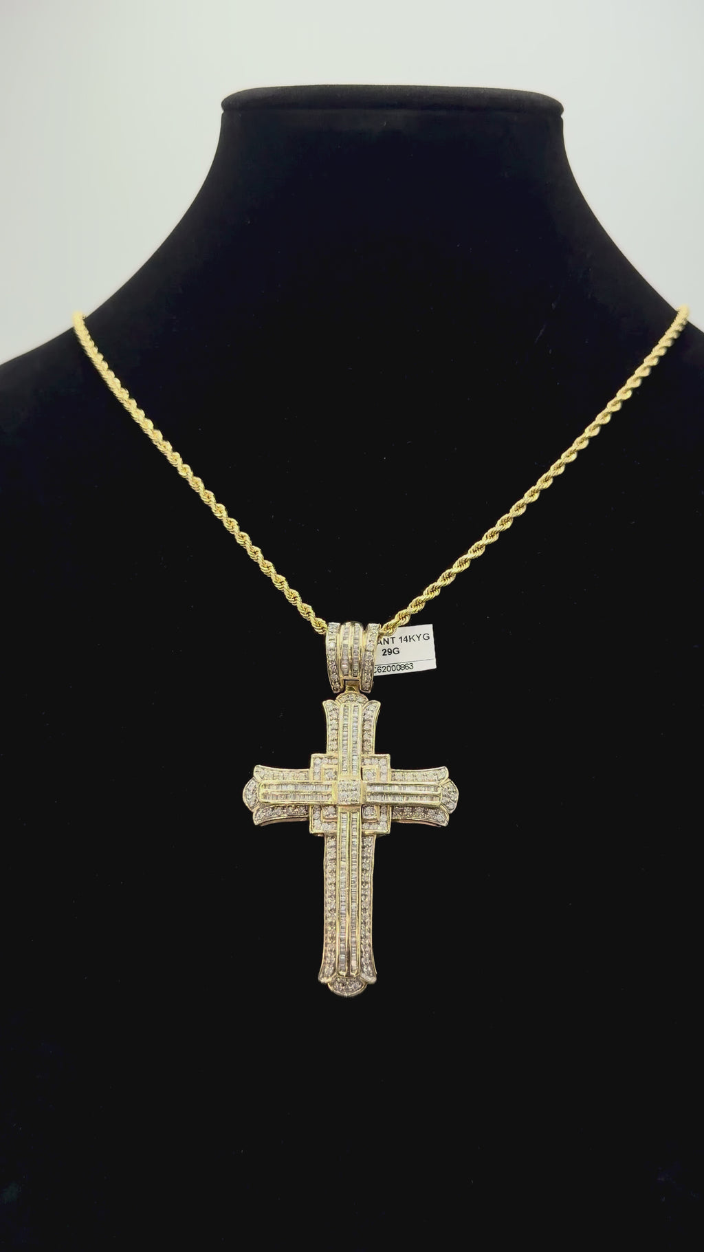 14K Gold Diamond Cross Pendant