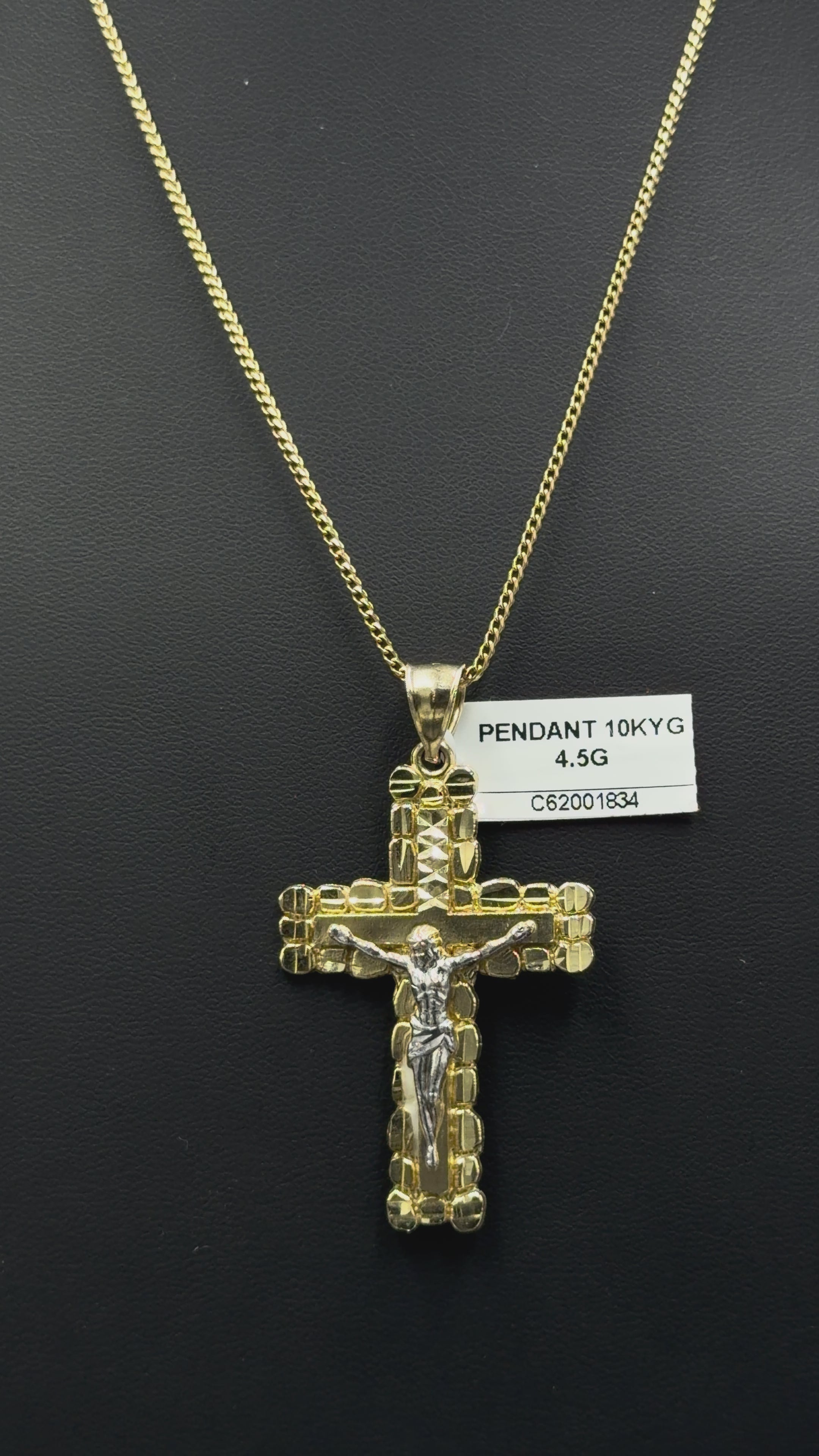 10K Yellow Gold Two-Tone Crucifix Cross Pendant – 4.5 Grams