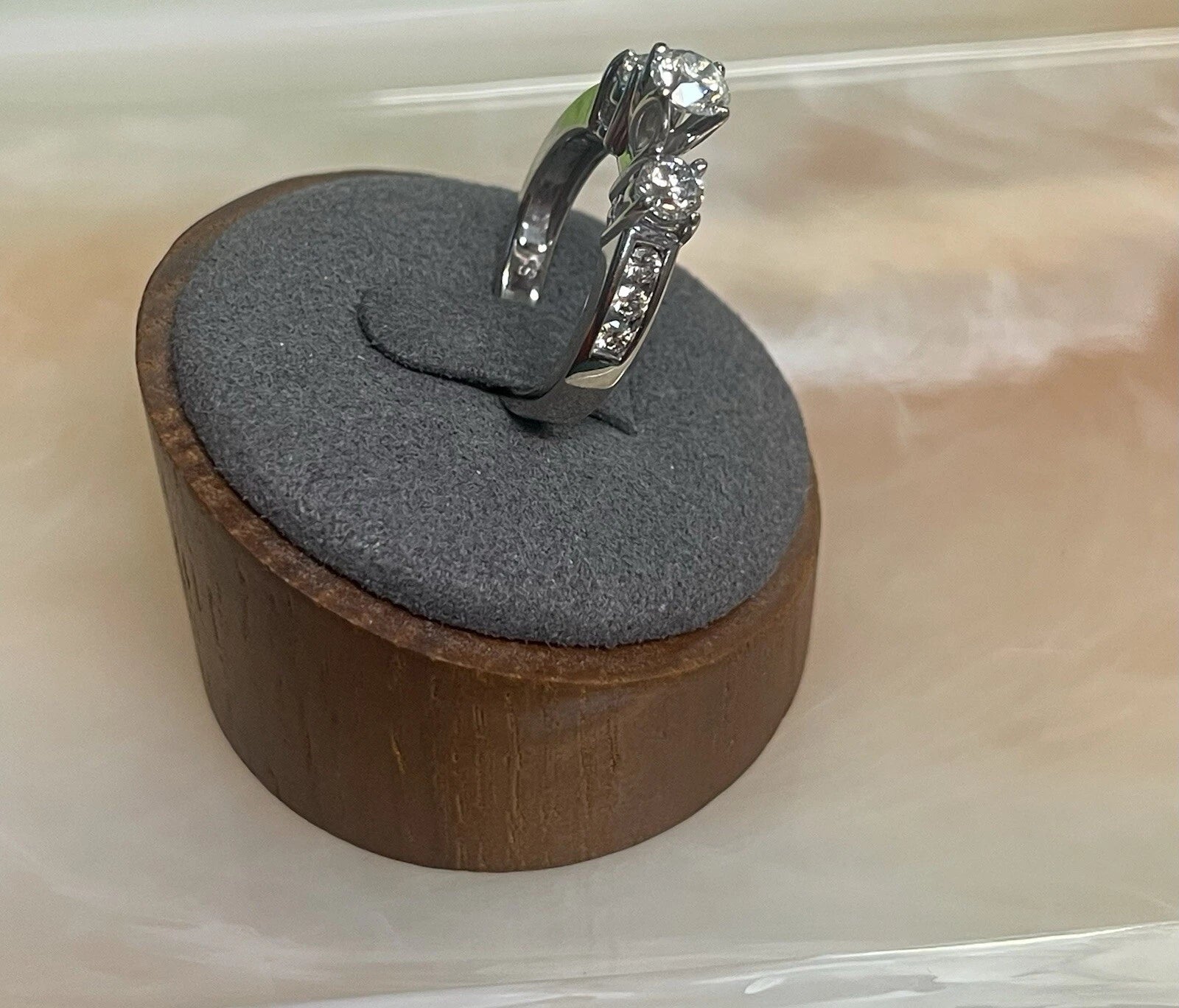 14K White Gold 3-Stone Diamond Ring Sz 6.5 | DD Pawn Loans