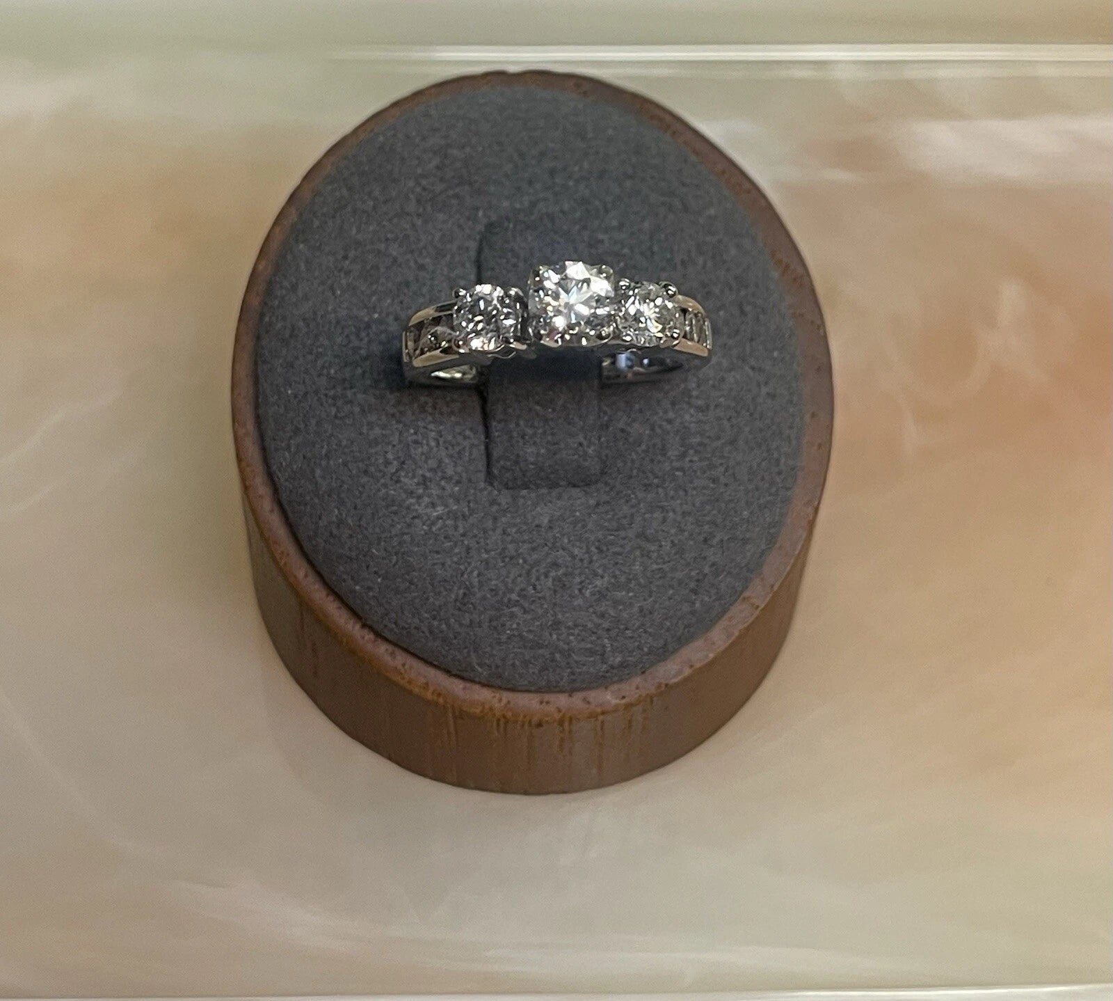 14K White Gold 3-Stone Diamond Ring Sz 6.5 | DD Pawn Loans