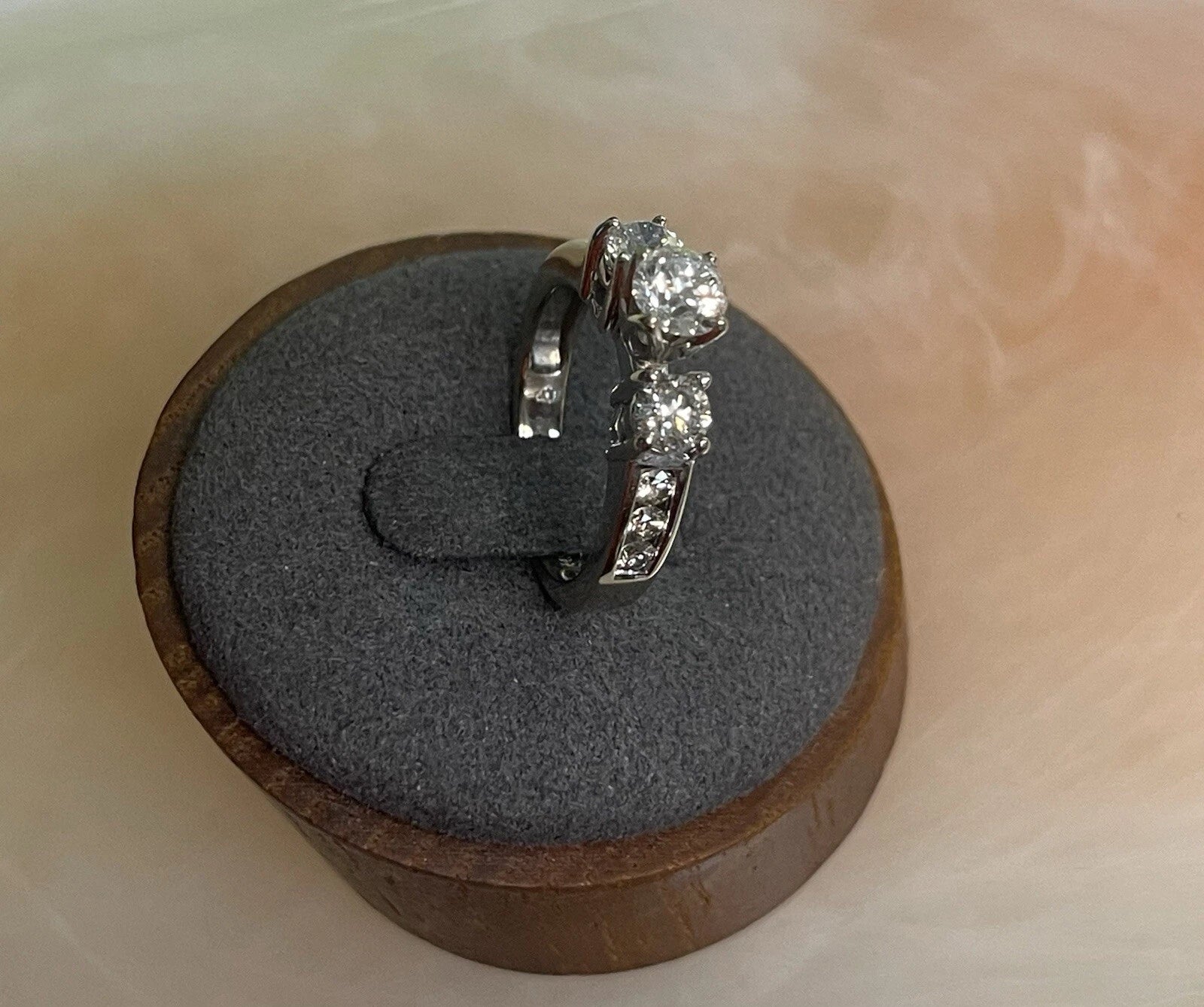 14K White Gold 3-Stone Diamond Ring Sz 6.5 | DD Pawn Loans