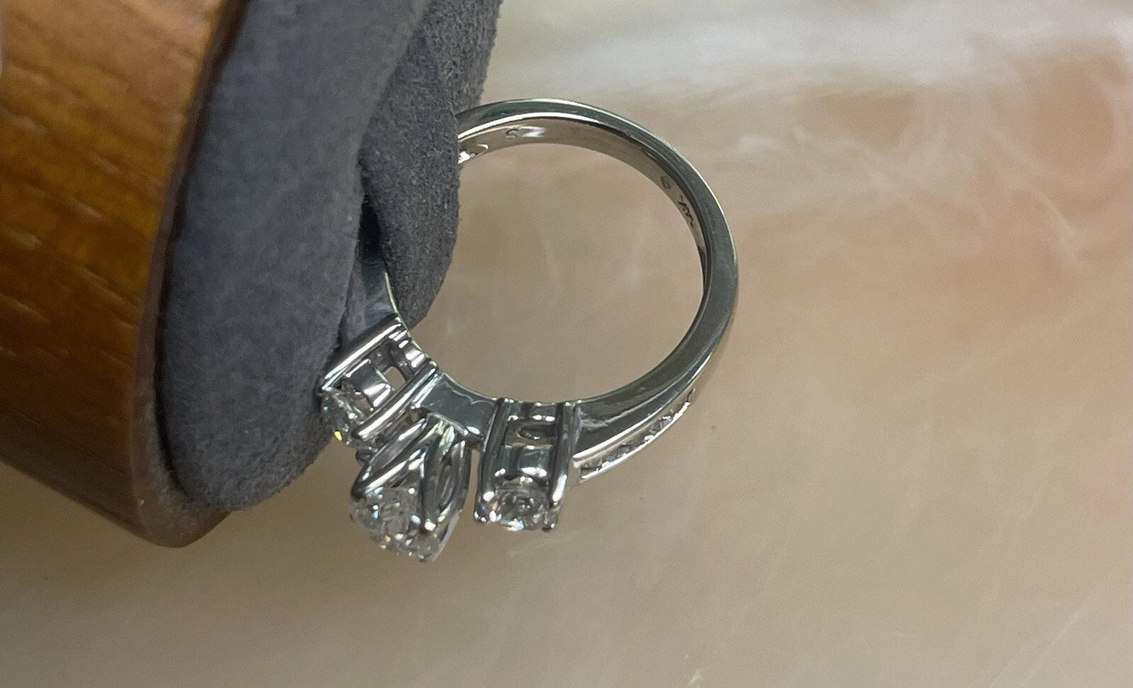 14K White Gold 3-Stone Diamond Ring Sz 6.5 | DD Pawn Loans