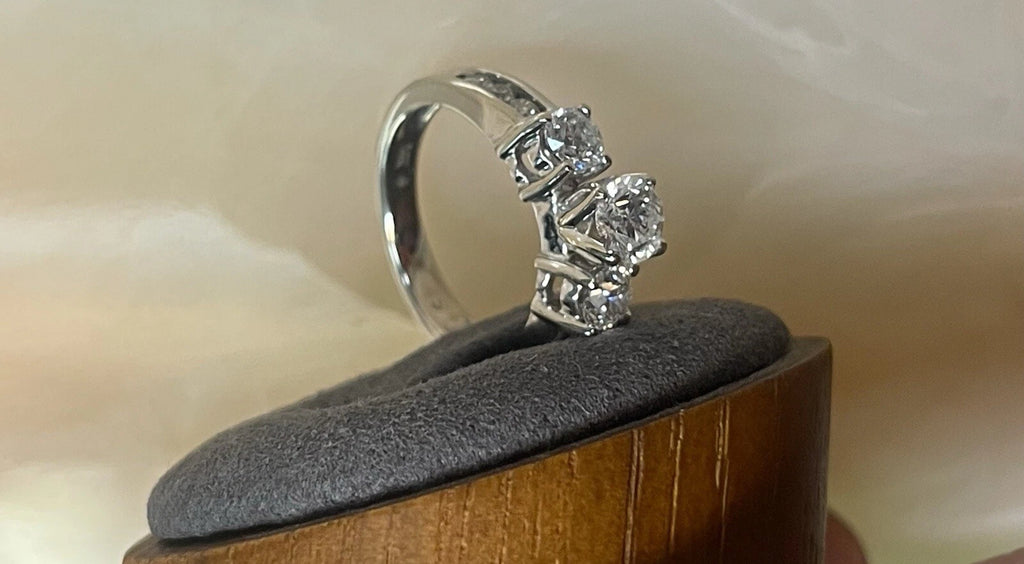 14K White Gold 3-Stone Diamond Ring Sz 6.5 | DD Pawn Loans