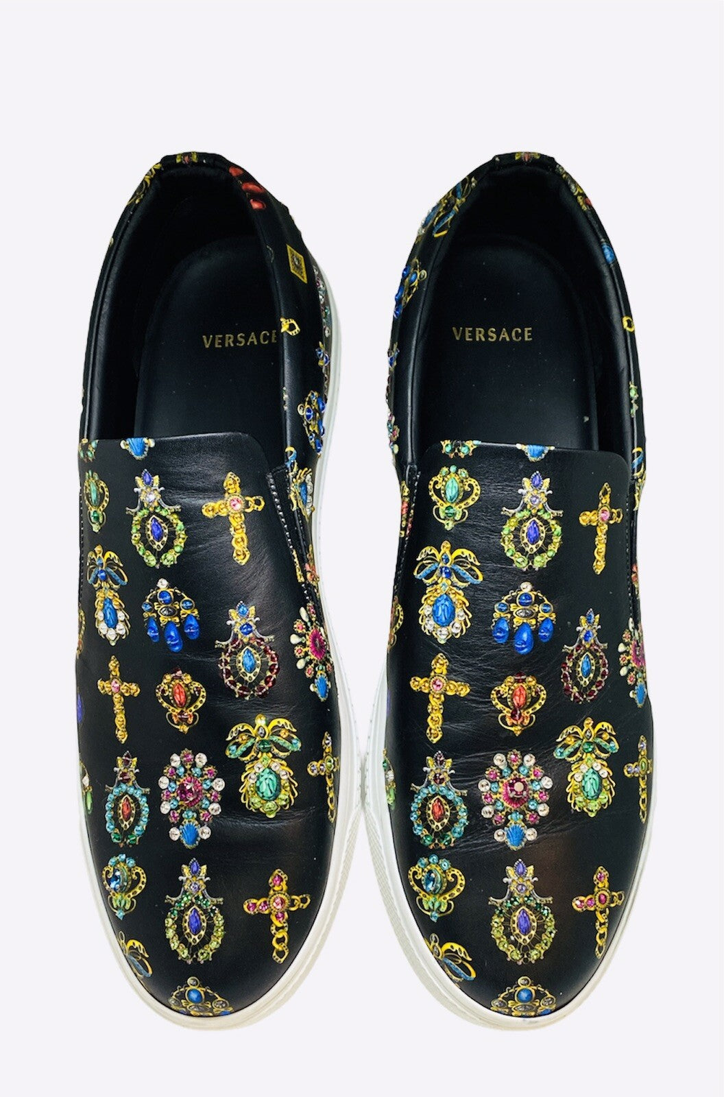 Versace Black Jewelry Print Slip-On