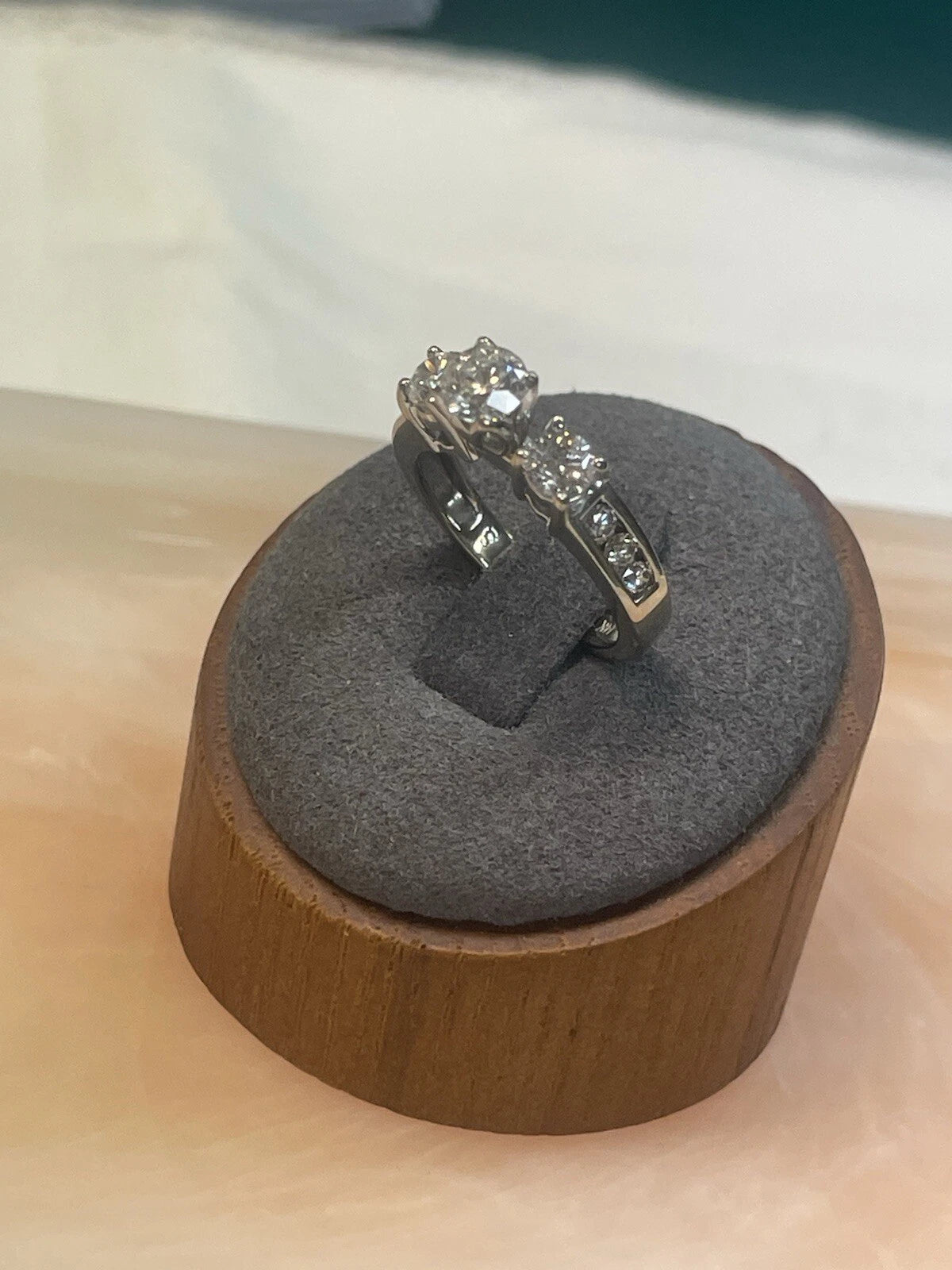 14K White Gold 3-Stone Diamond Ring Sz 6.5 | DD Pawn Loans