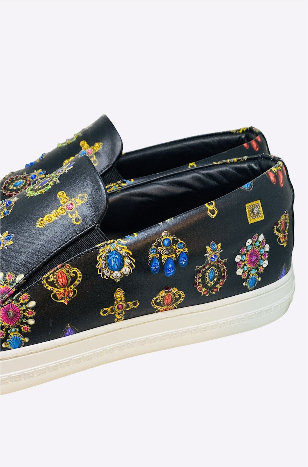 Versace Black Jewelry Print Slip-On